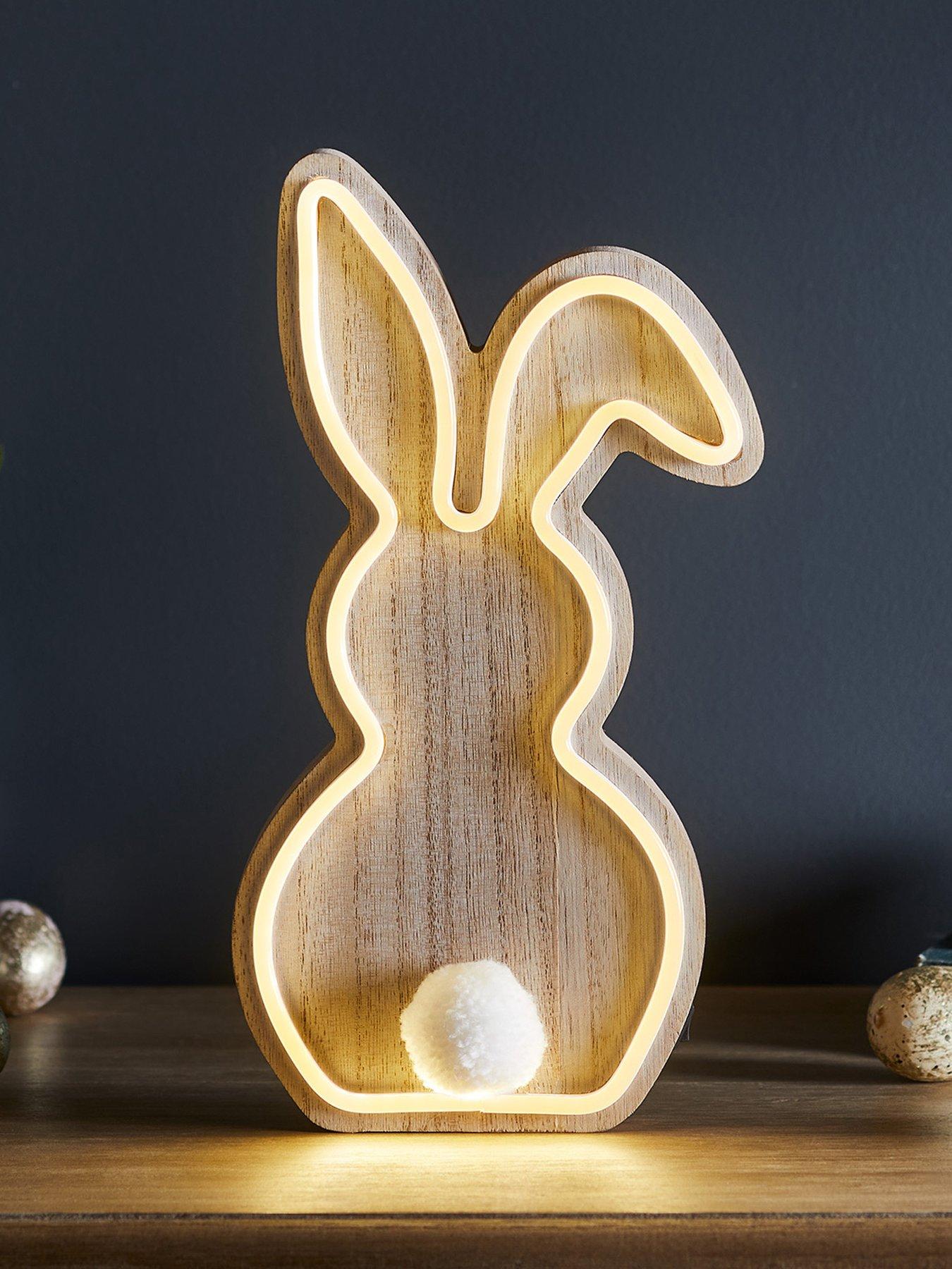  image of lights4fun-wooden-bunny-neon-light
