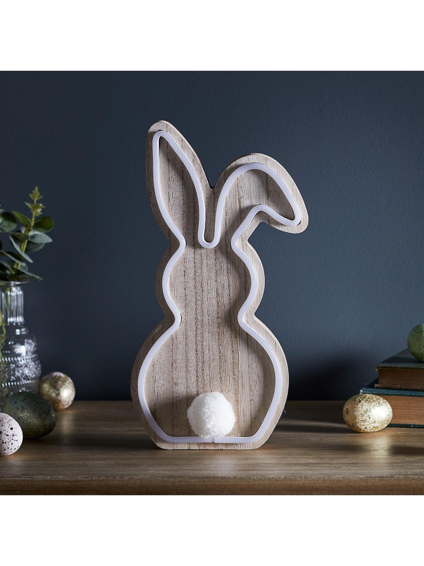  image of lights4fun-wooden-bunny-neon-light