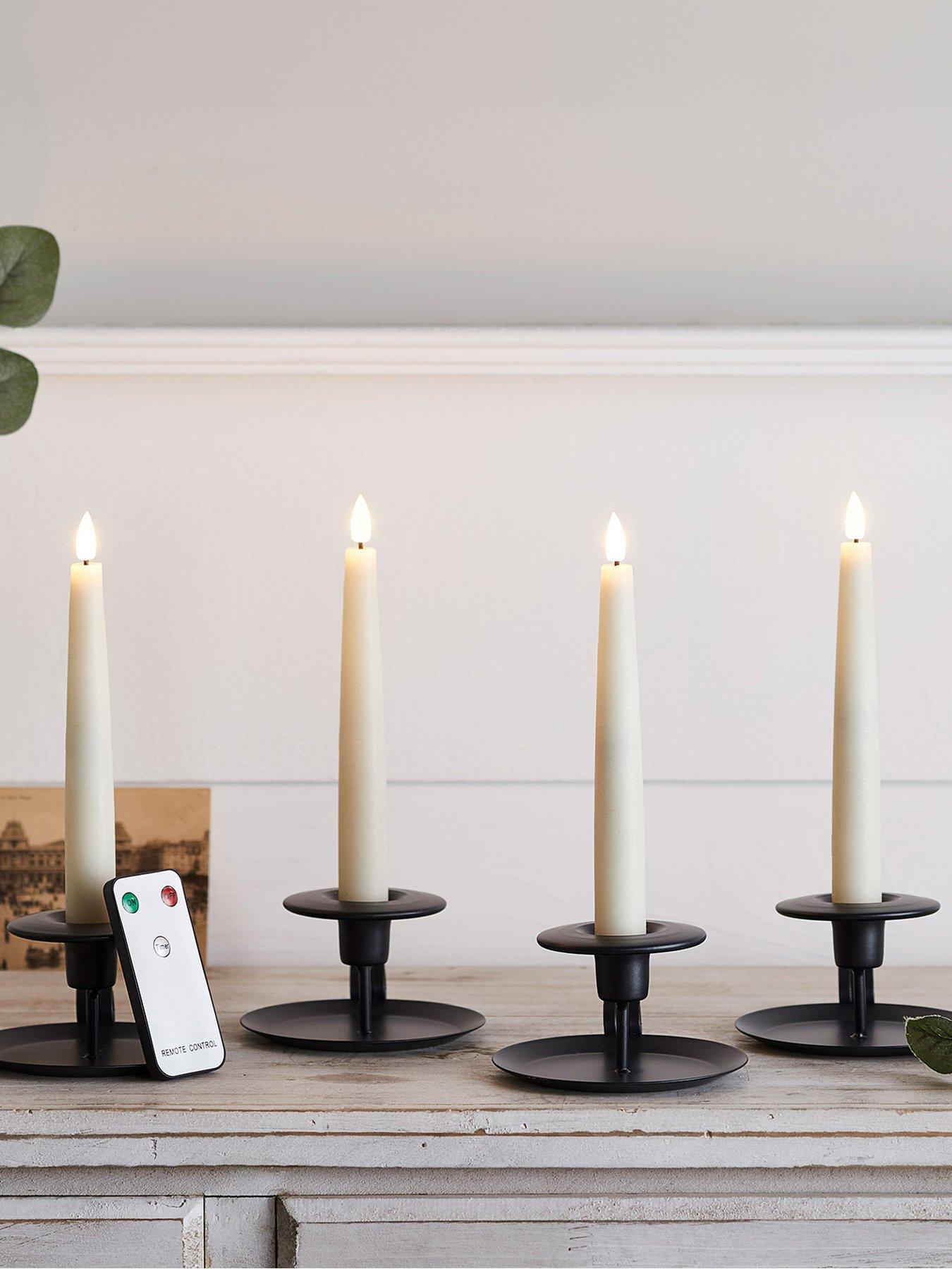 Lights4Fun 4 Ivory TruGlow Remote Control Short LED Taper Candles