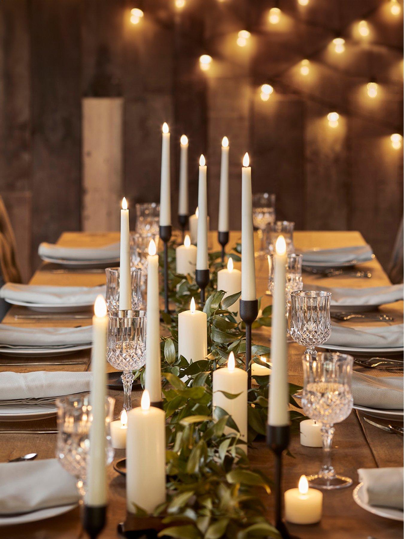 Lights4Fun 8 TruGlow Ivory LED Taper Candles with Remote Control