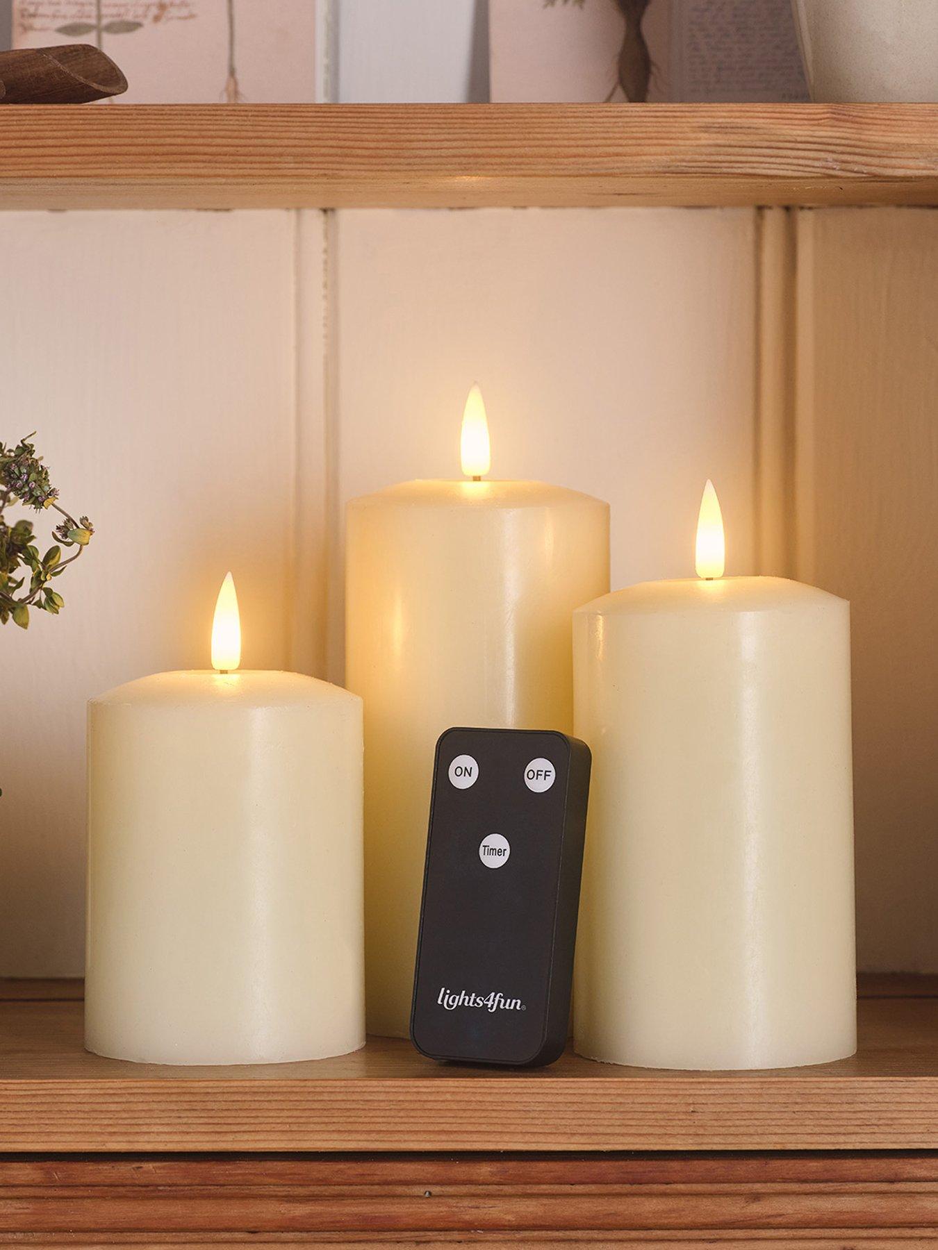 Image 1 of 5 of Lights4Fun TruGlow Ivory Rechargeable LED Pillar Candle Trio