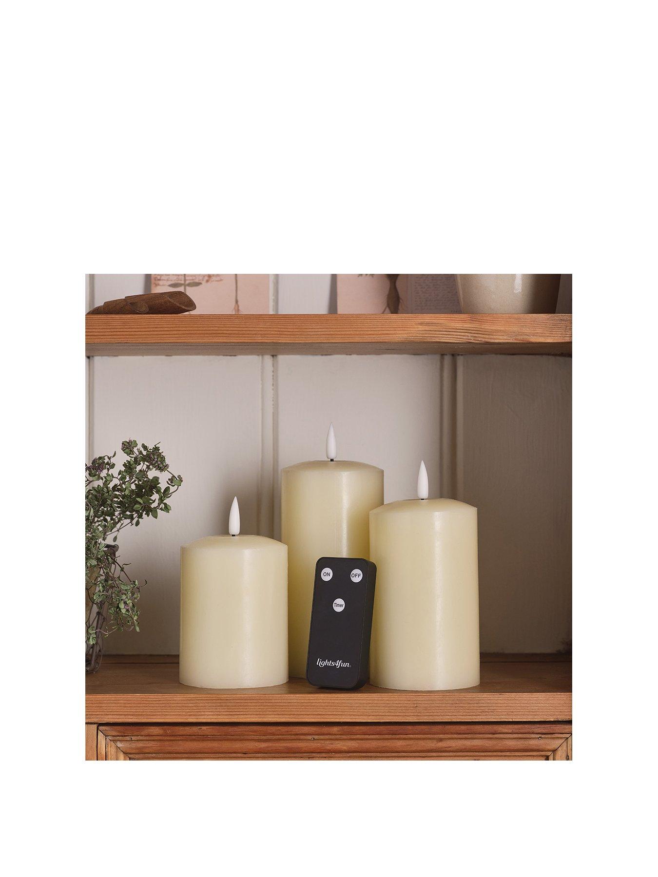 Image 2 of 5 of Lights4Fun TruGlow Ivory Rechargeable LED Pillar Candle Trio