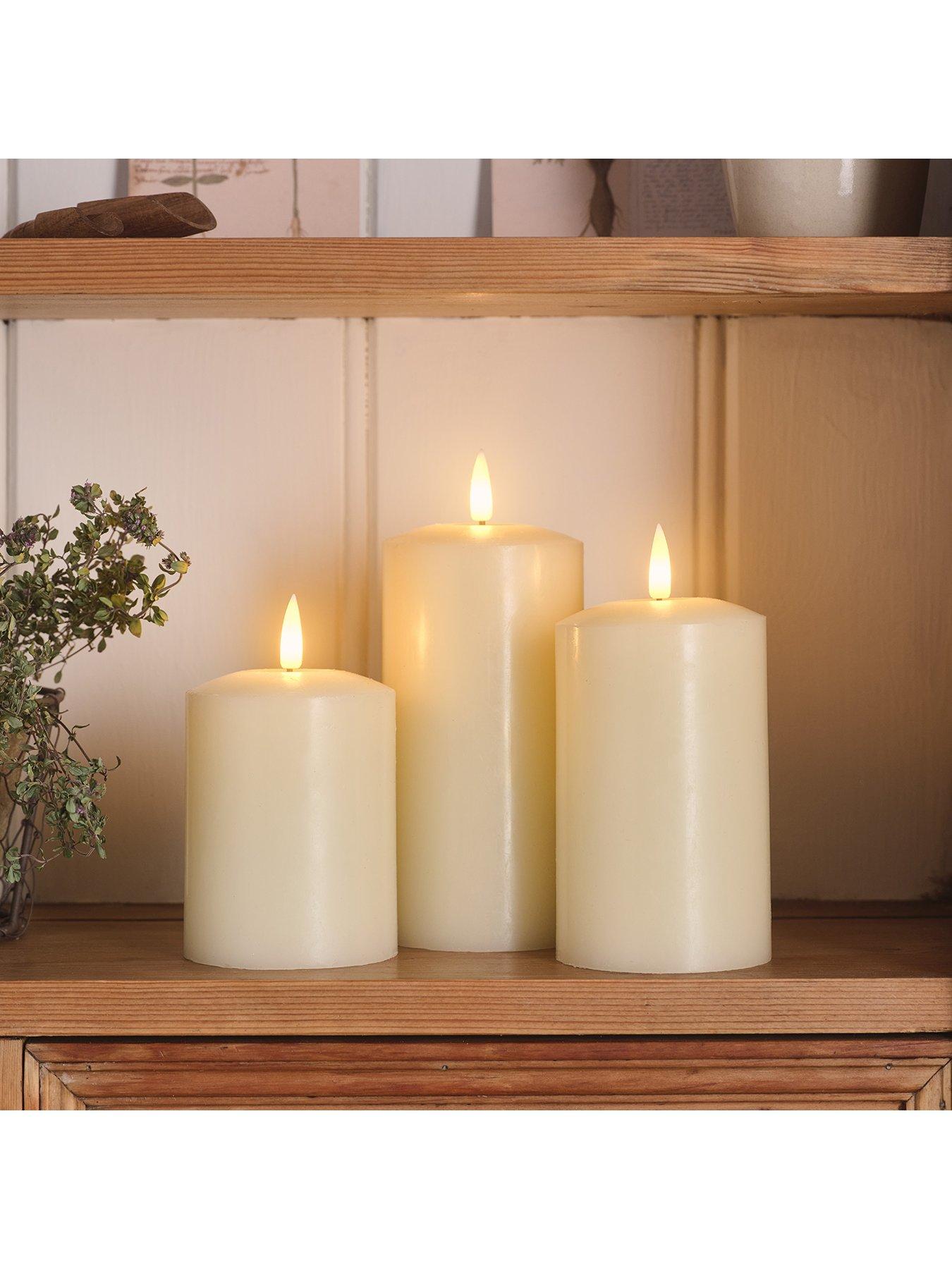 Image 3 of 5 of Lights4Fun TruGlow Ivory Rechargeable LED Pillar Candle Trio