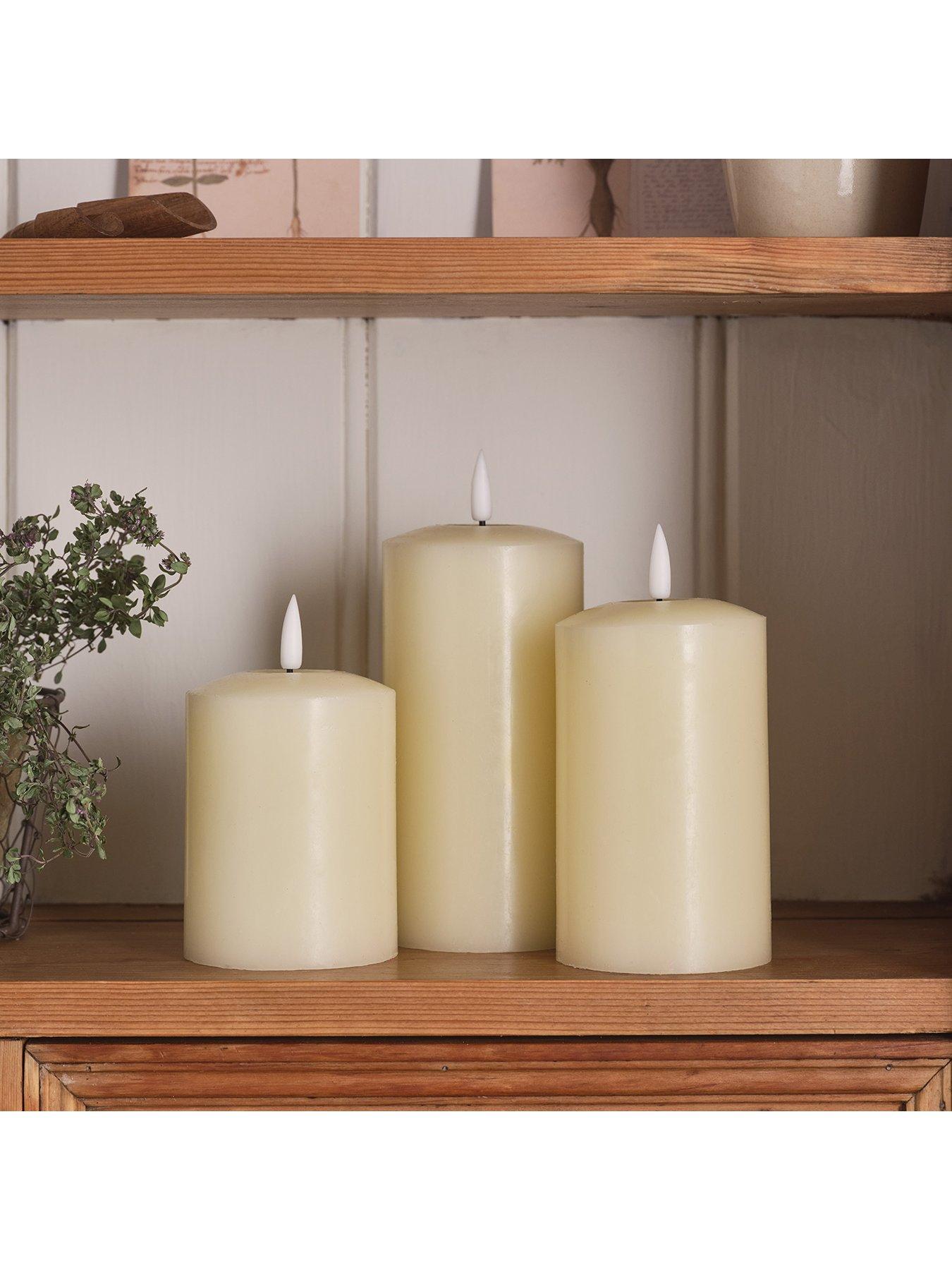 Image 4 of 5 of Lights4Fun TruGlow Ivory Rechargeable LED Pillar Candle Trio