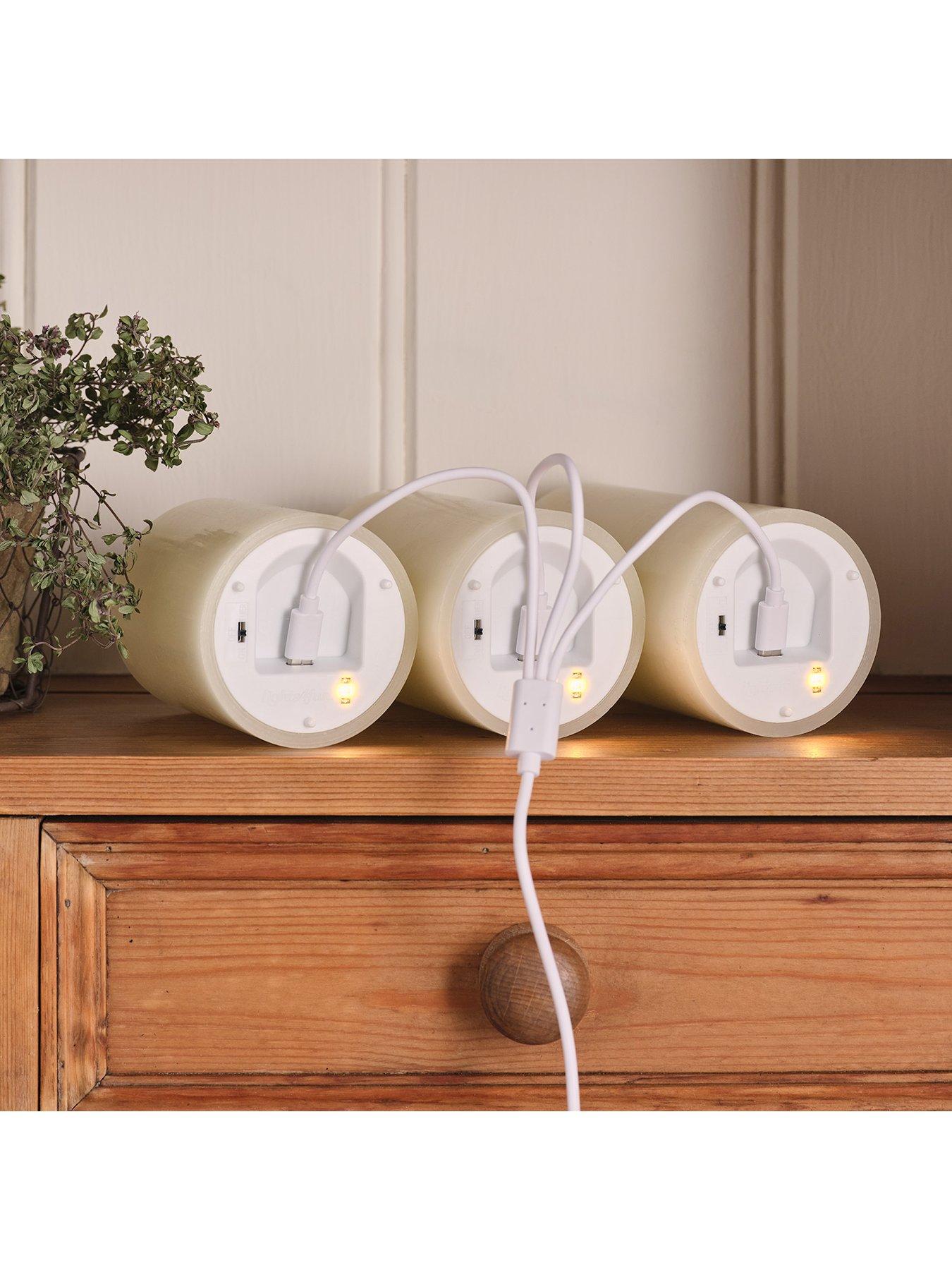 Image 5 of 5 of Lights4Fun TruGlow Ivory Rechargeable LED Pillar Candle Trio