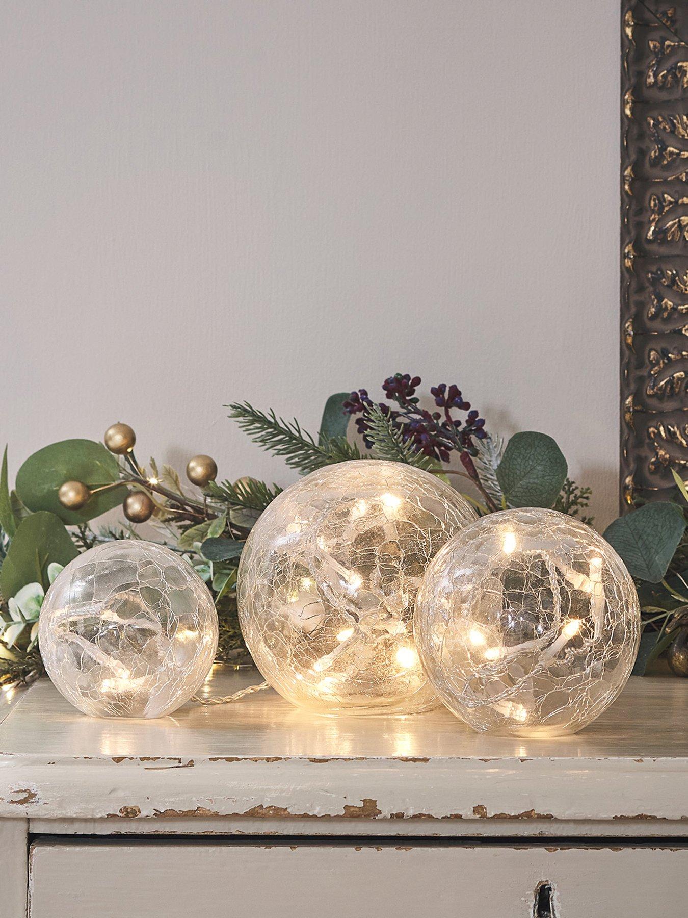  image of lights4fun-3-clear-glass-fairy-light-orbs