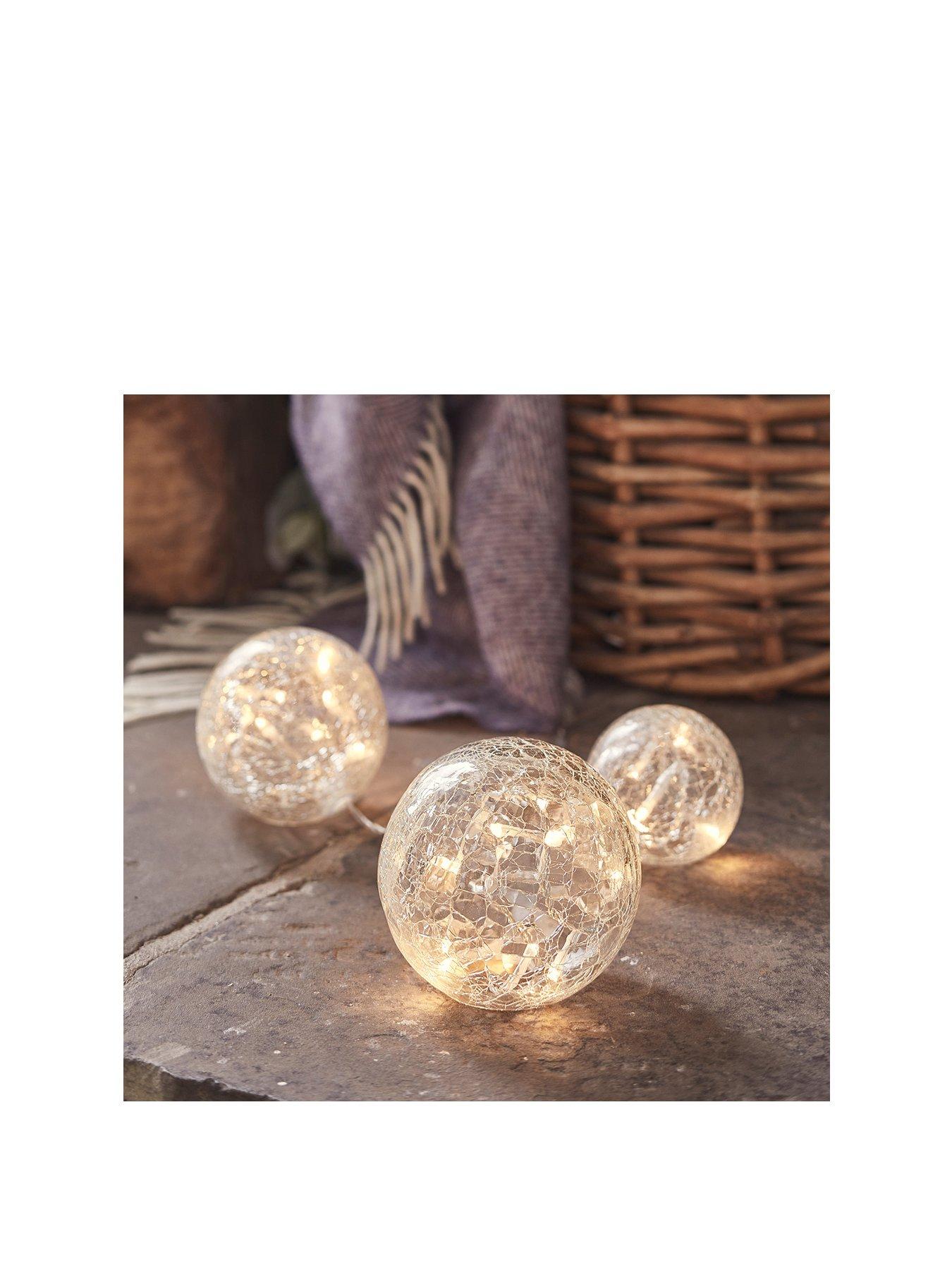  image of lights4fun-3-clear-glass-fairy-light-orbs