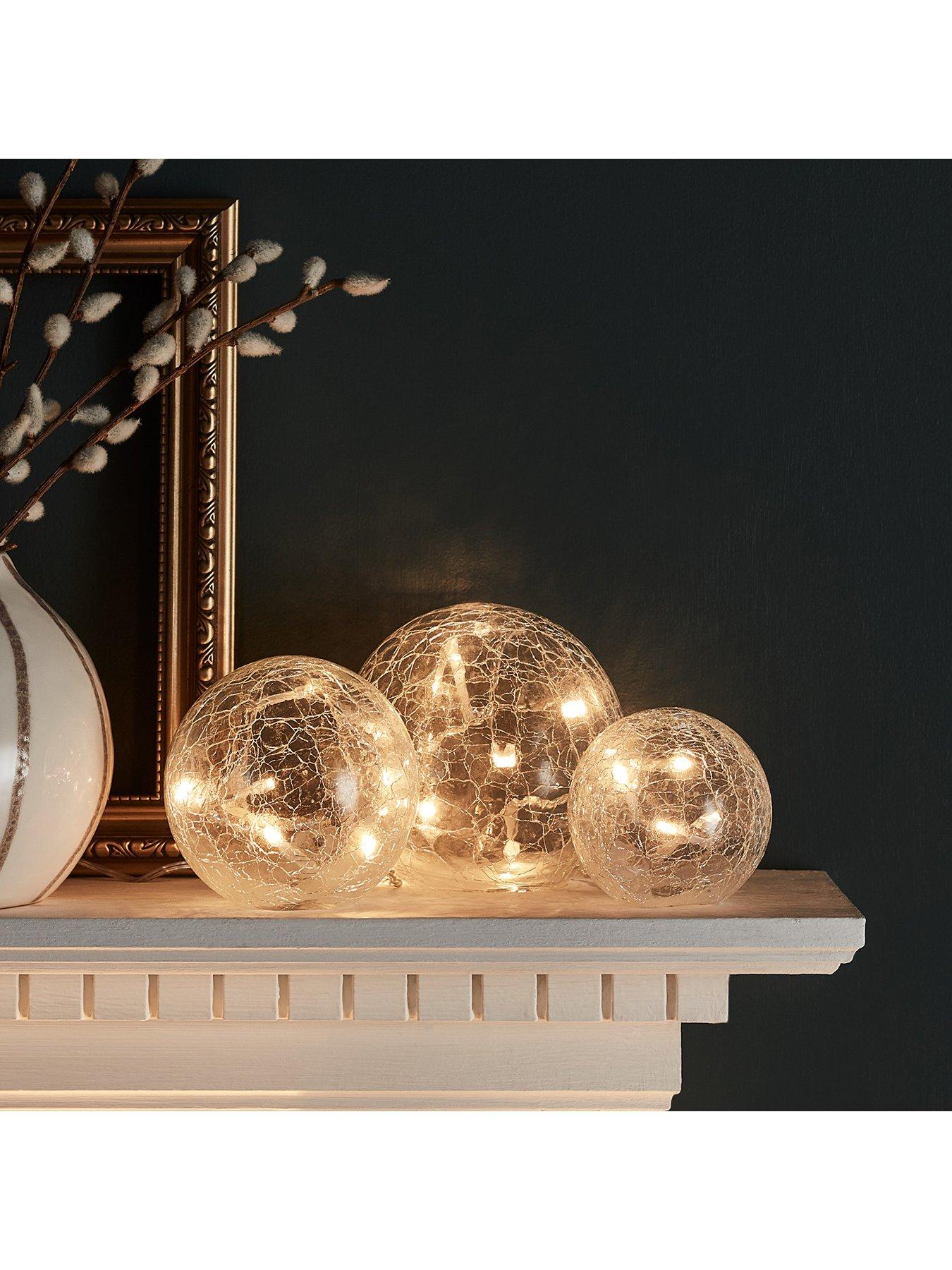  image of lights4fun-3-clear-glass-fairy-light-orbs