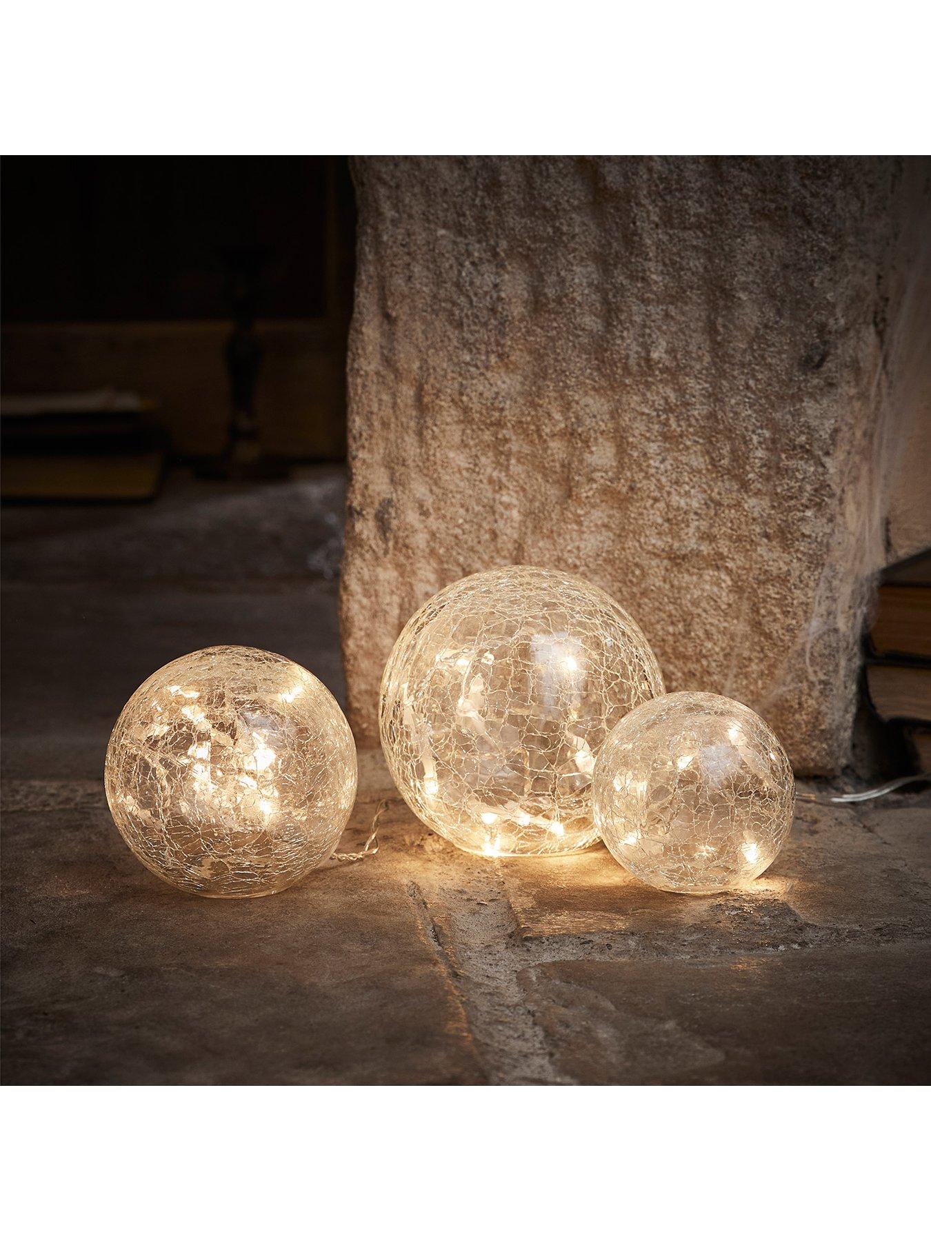  image of lights4fun-3-clear-glass-fairy-light-orbs