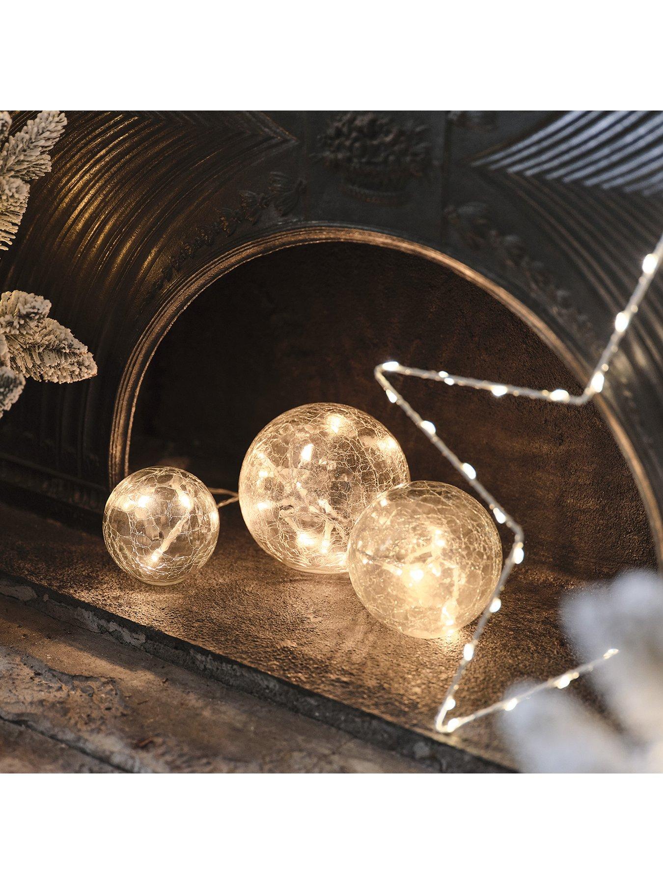  image of lights4fun-3-clear-glass-fairy-light-orbs