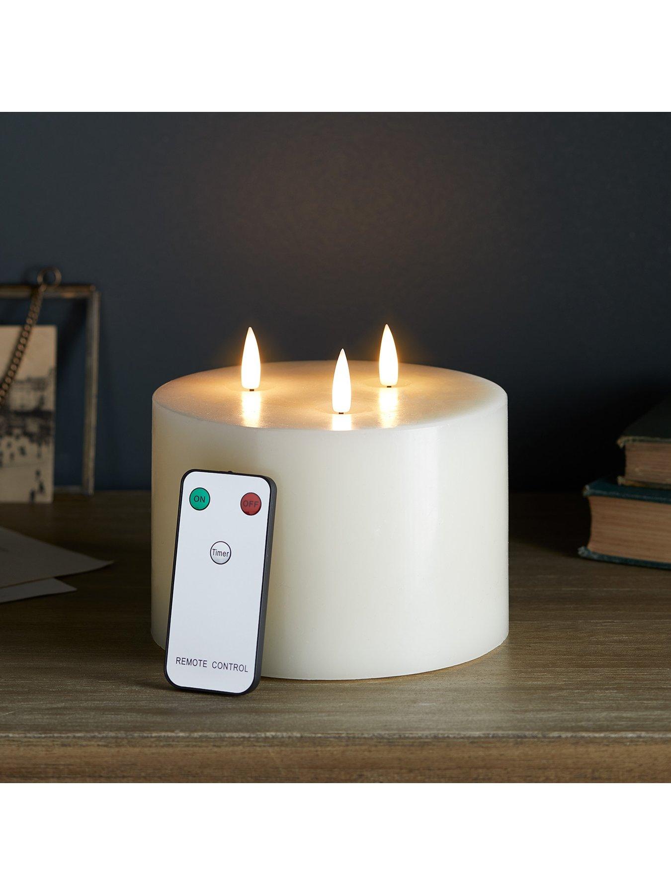 Image 4 of 7 of Lights4Fun TruGlow Ivory LED 3 Wick Candle