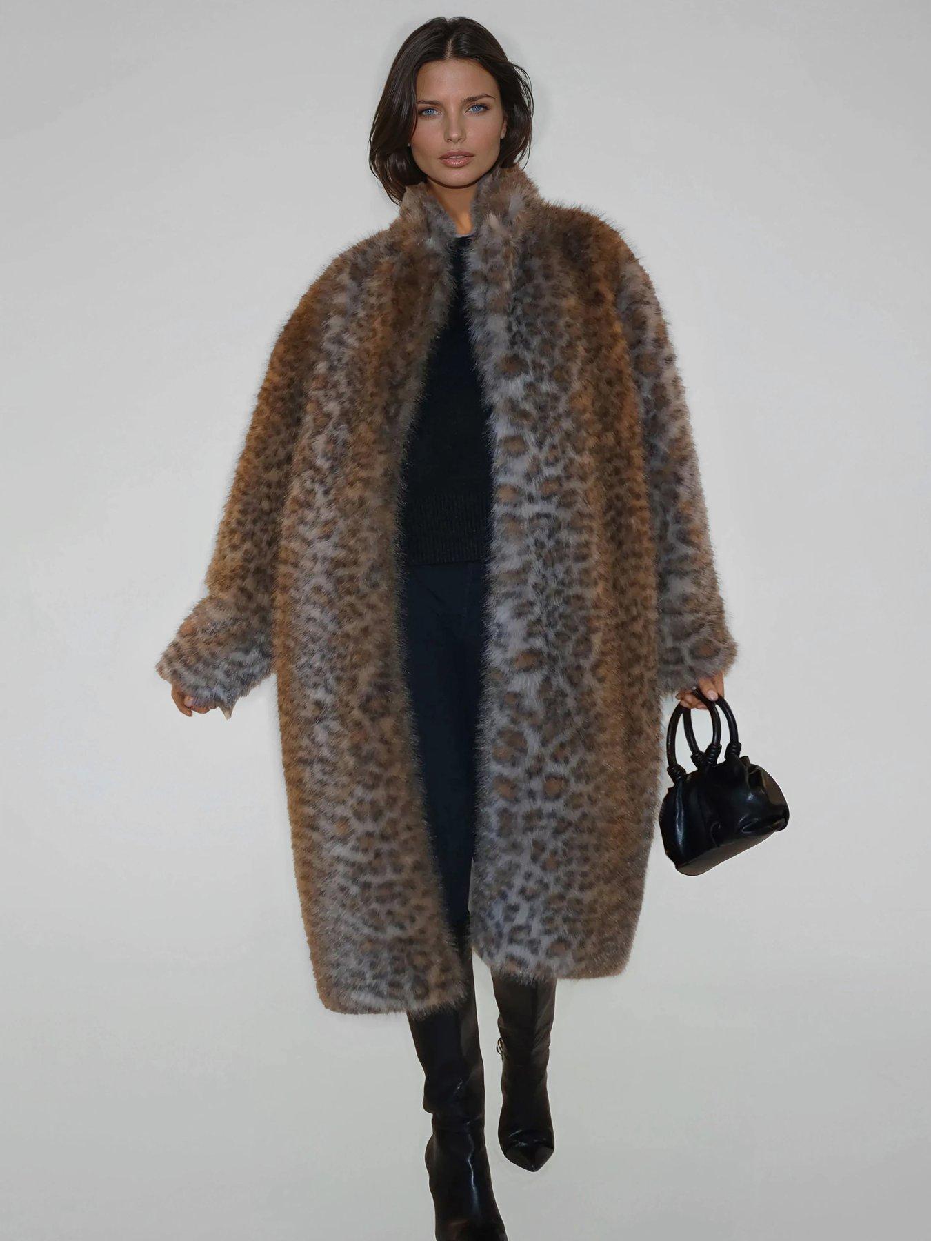 Religion Dolly Faux Fur Leopard Animal Print Coat - Animal
