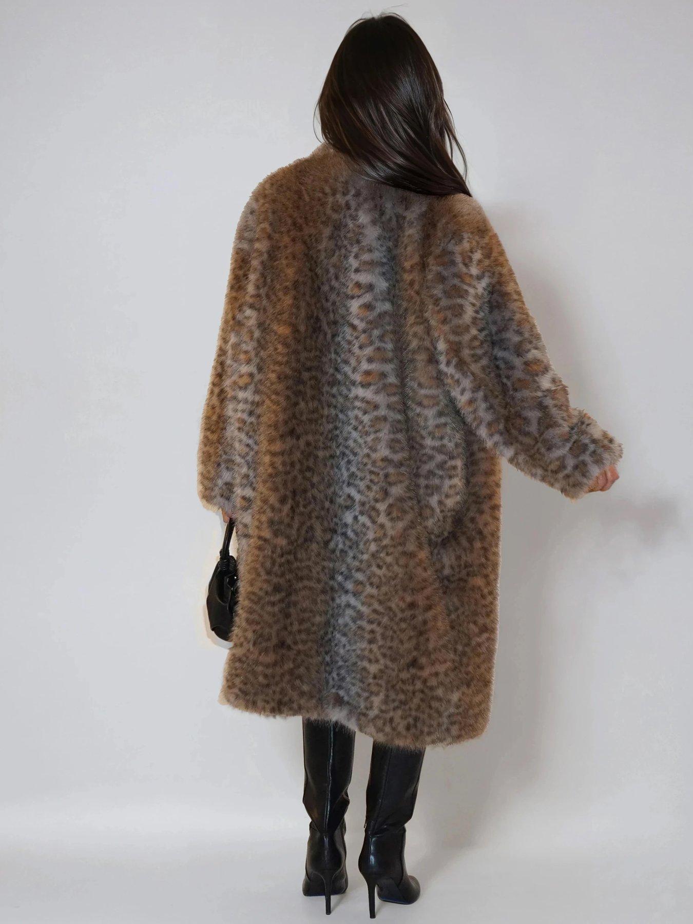 Image 2 of 6 of Religion Dolly Faux Fur Leopard Animal Print Coat - Animal