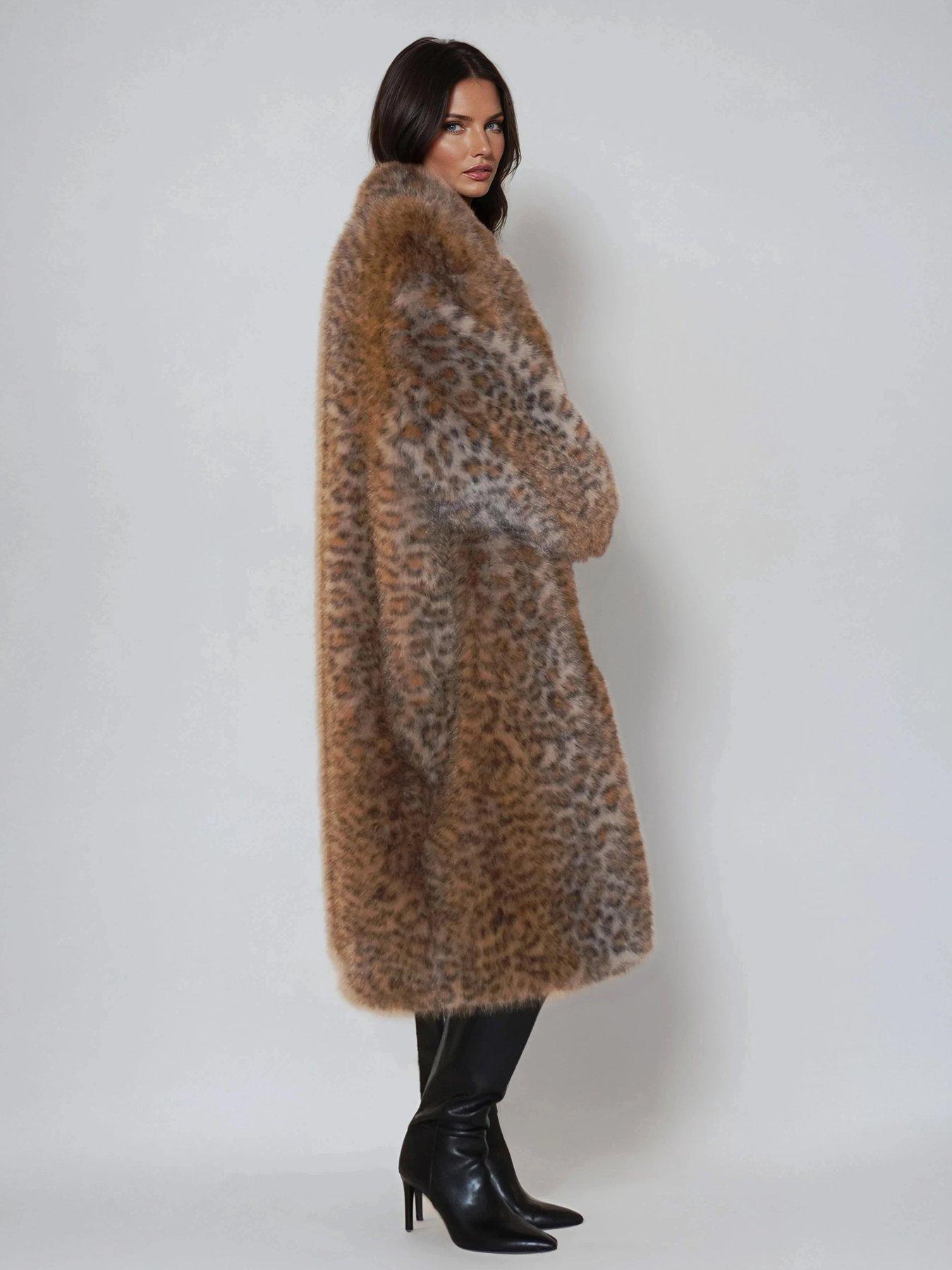 Image 4 of 6 of Religion Dolly Faux Fur Leopard Animal Print Coat - Animal
