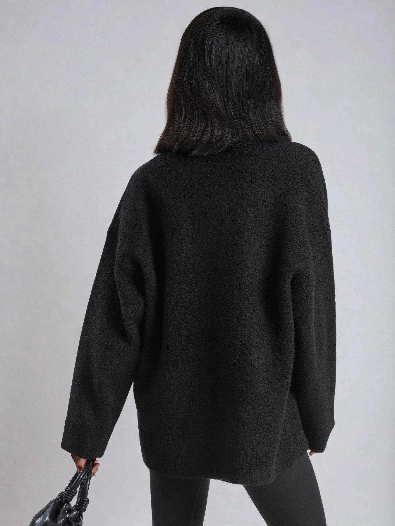 Image 2 of 4 of Religion Oversized Rebel Heart Slogan Soft Yarn Jumper - Black
