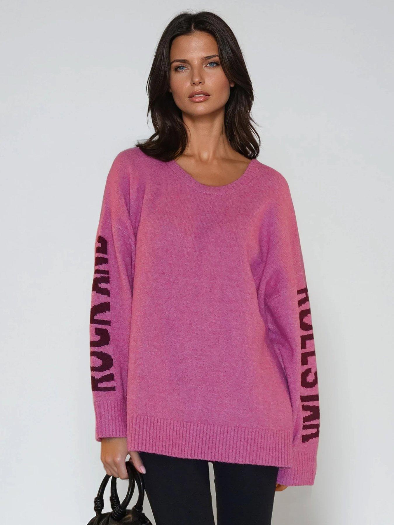 undefined Oversized Rock N Roll Star Jumper - Pink