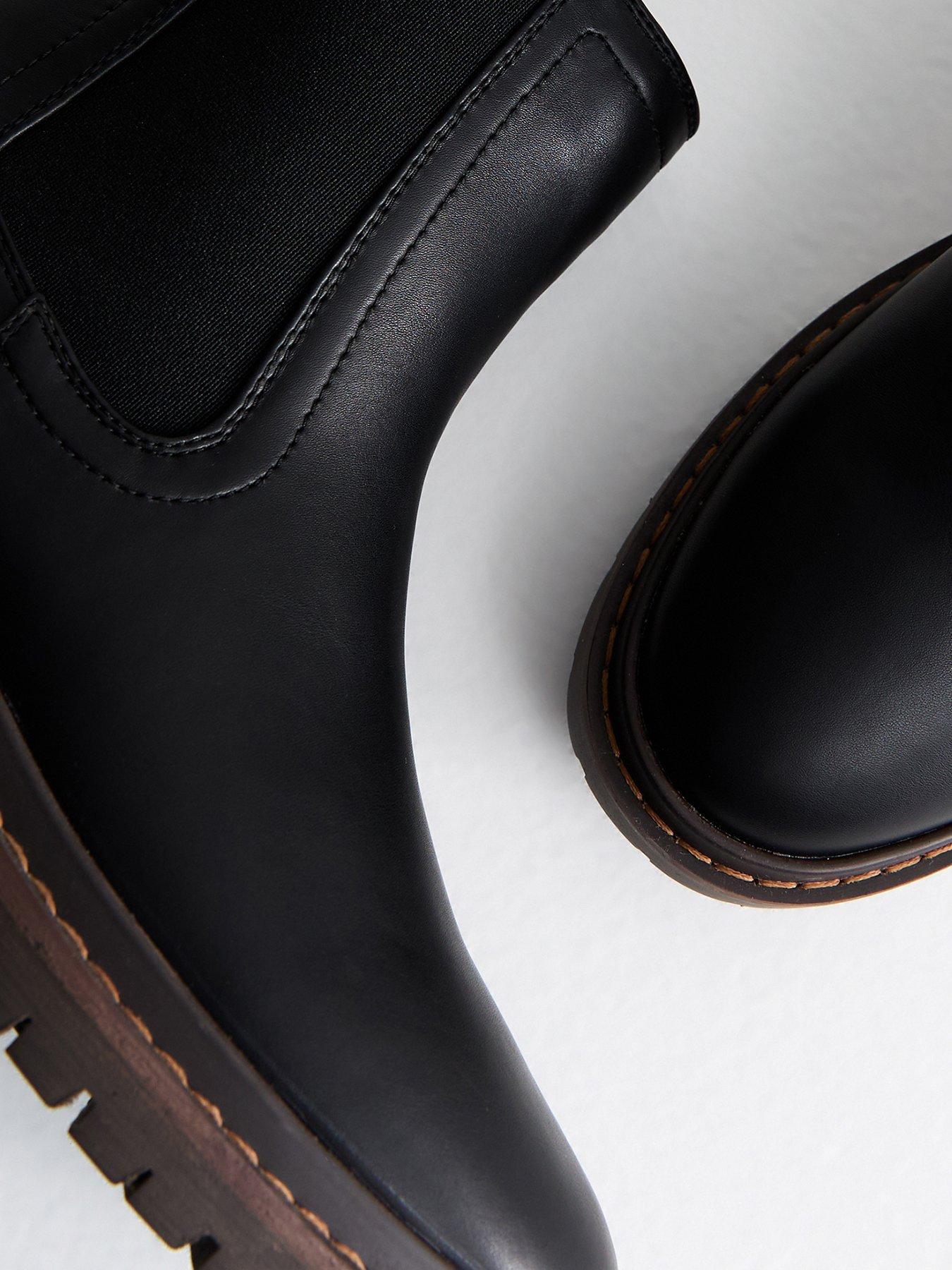  image of new-look-black-faux-leather-chunky-chelsea-boots