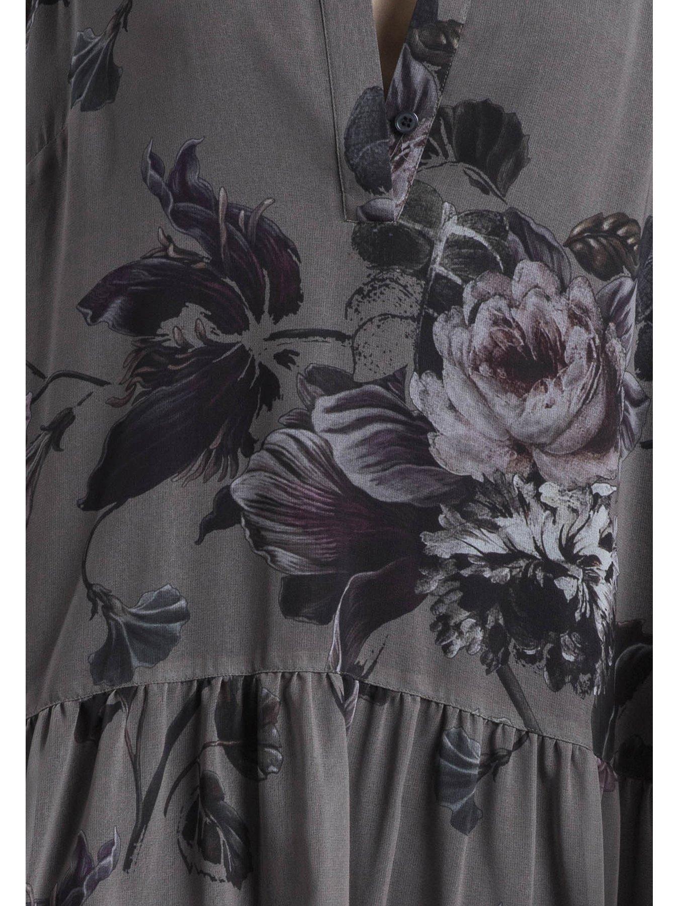 Image 6 of 6 of Religion Stephanie Tiered Floral Print Maxi Boho Dress - Grey