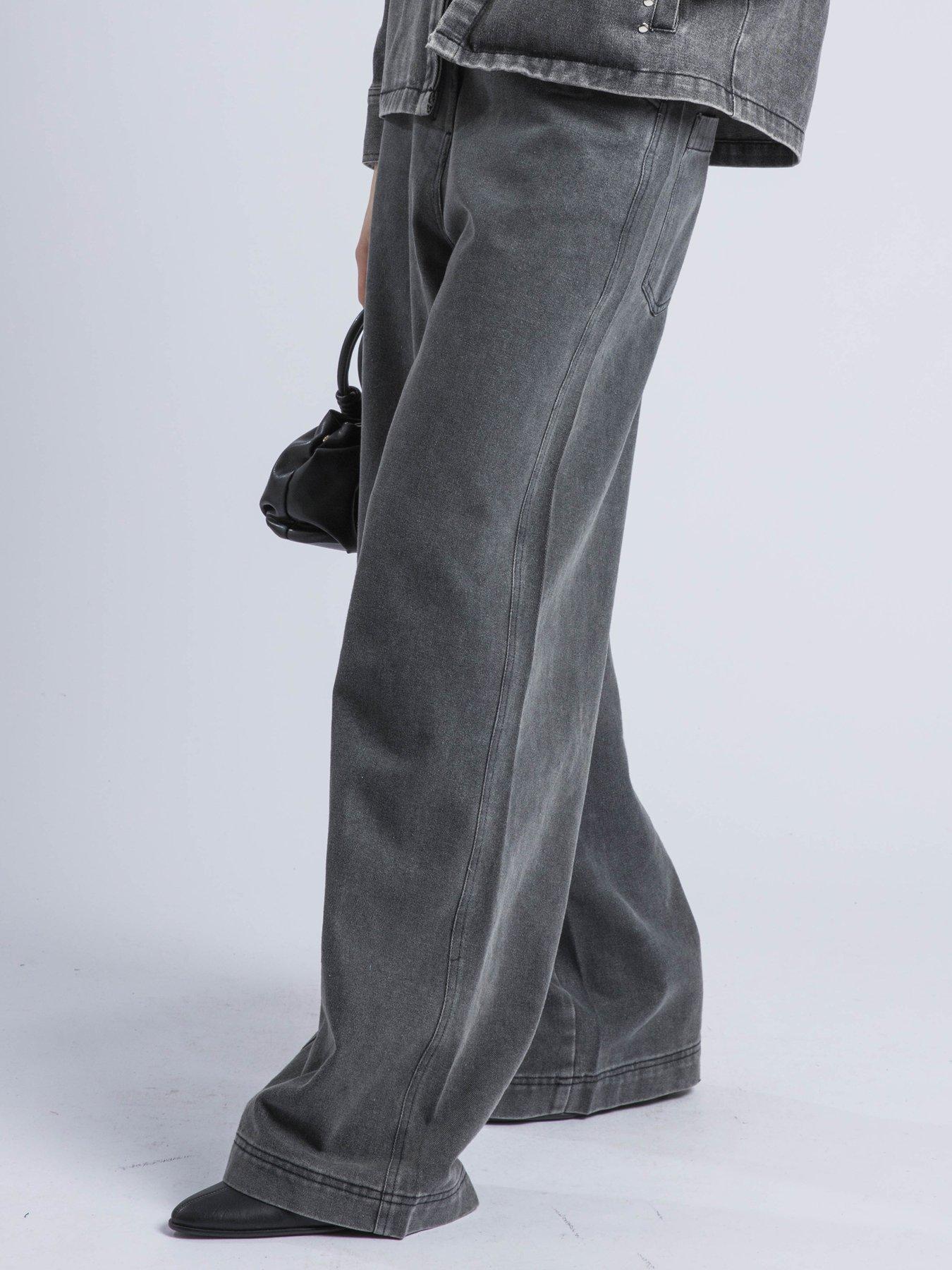 Image 4 of 6 of Religion Eccentric Washed Wide Leg Baggy Denim Jean - Grey