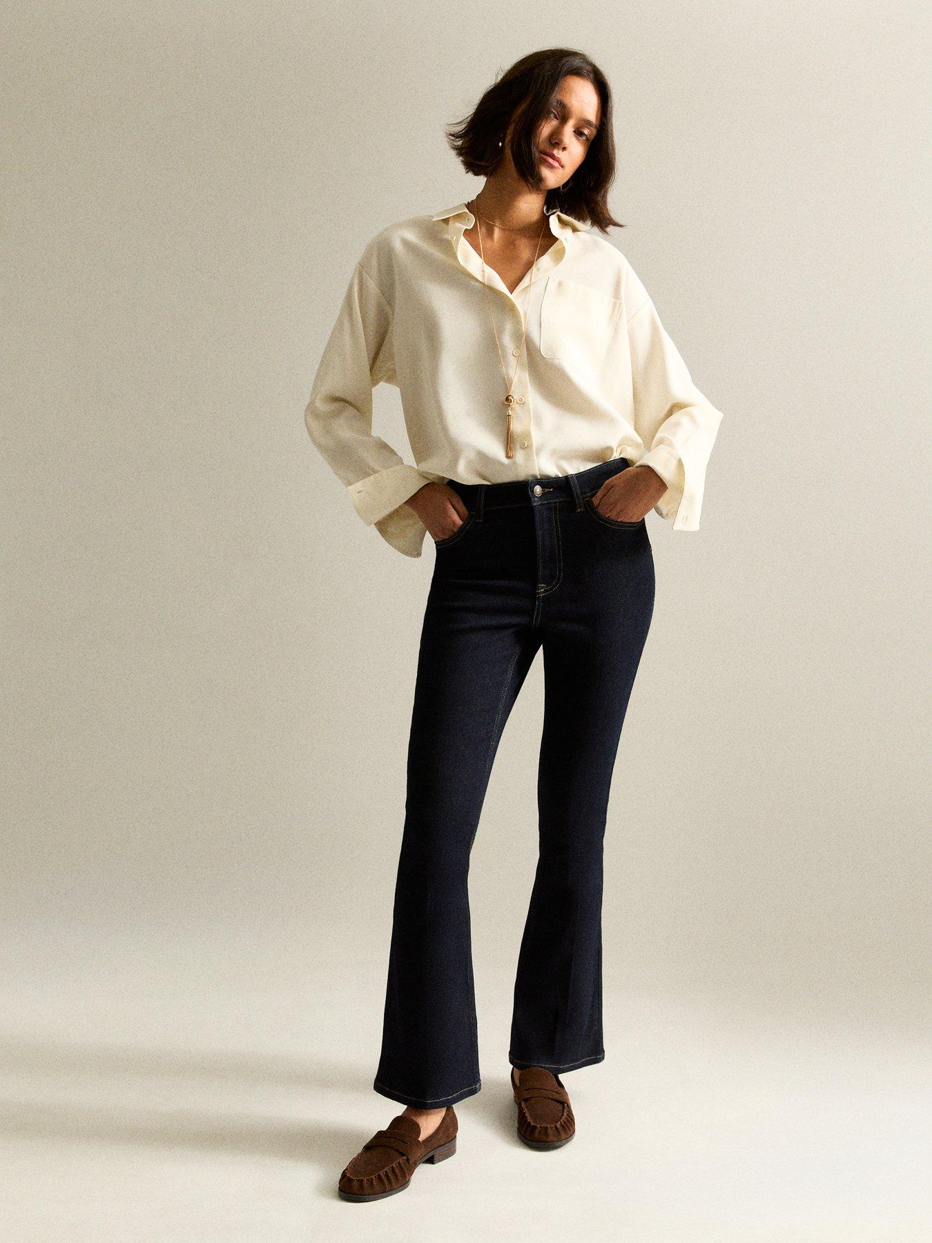  image of new-look-montana-crease-front-flare-jeans-blue