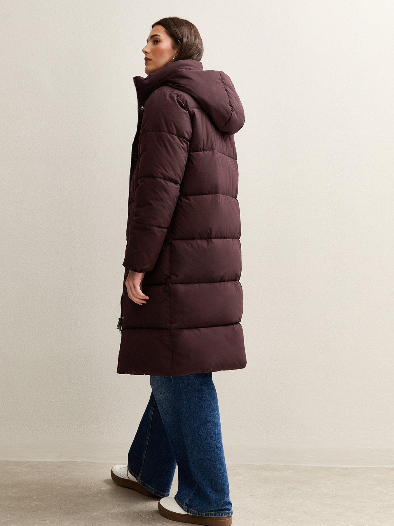  image of new-look-tiered-longline-puffer-jacket-burgundy