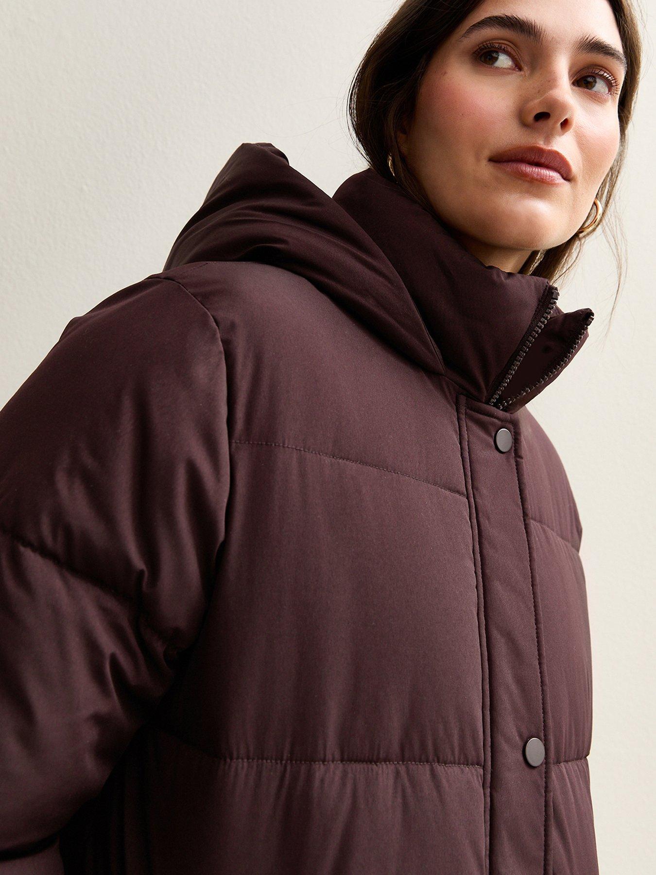  image of new-look-tiered-longline-puffer-jacket-burgundy