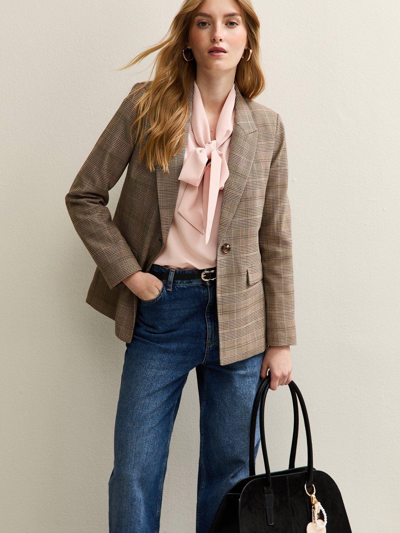 New Look Brown Checked Single Breasted Blazer