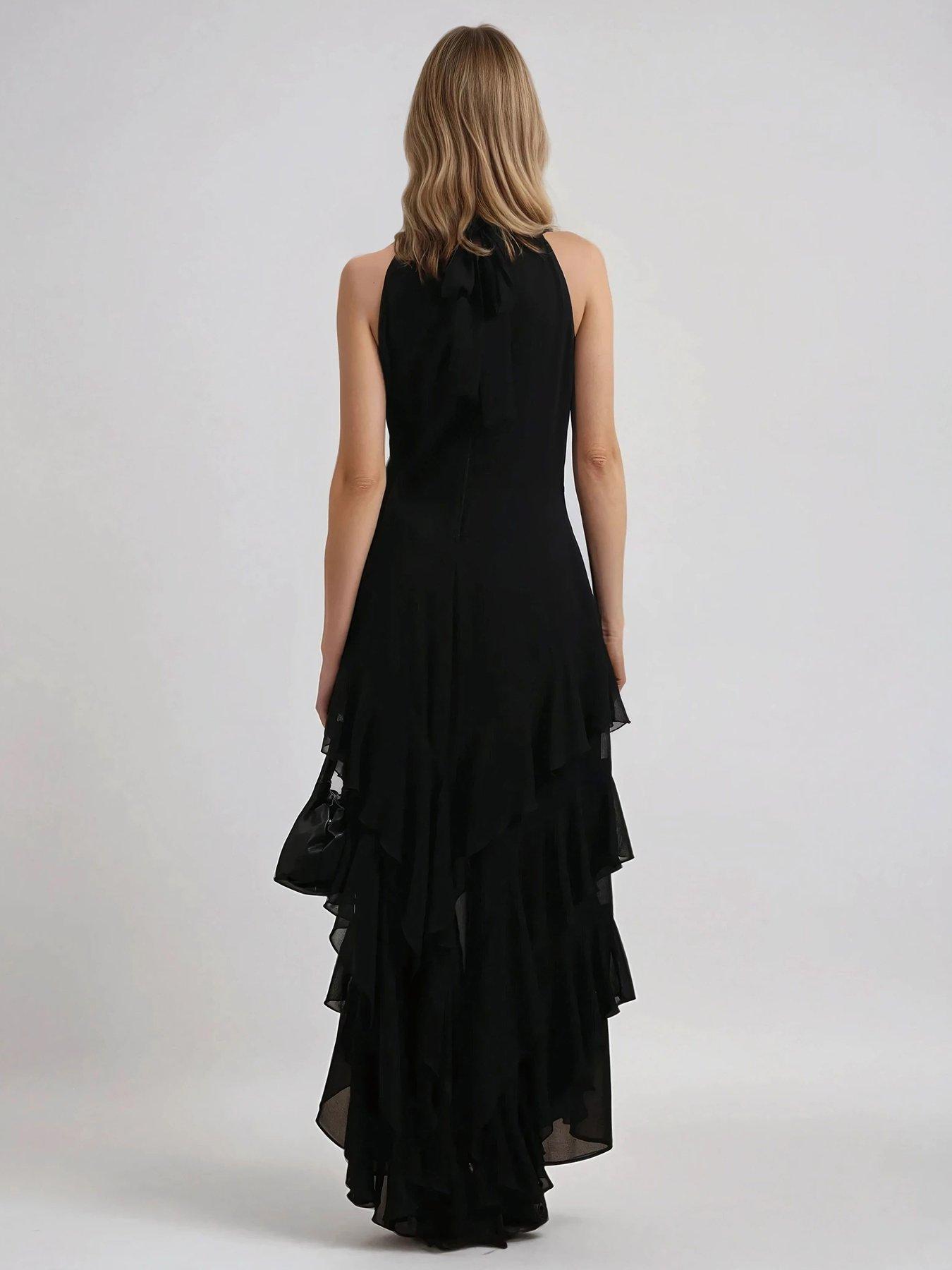 stillFront image of religion-taylor-ruffle-skirt-maxi-dress-black