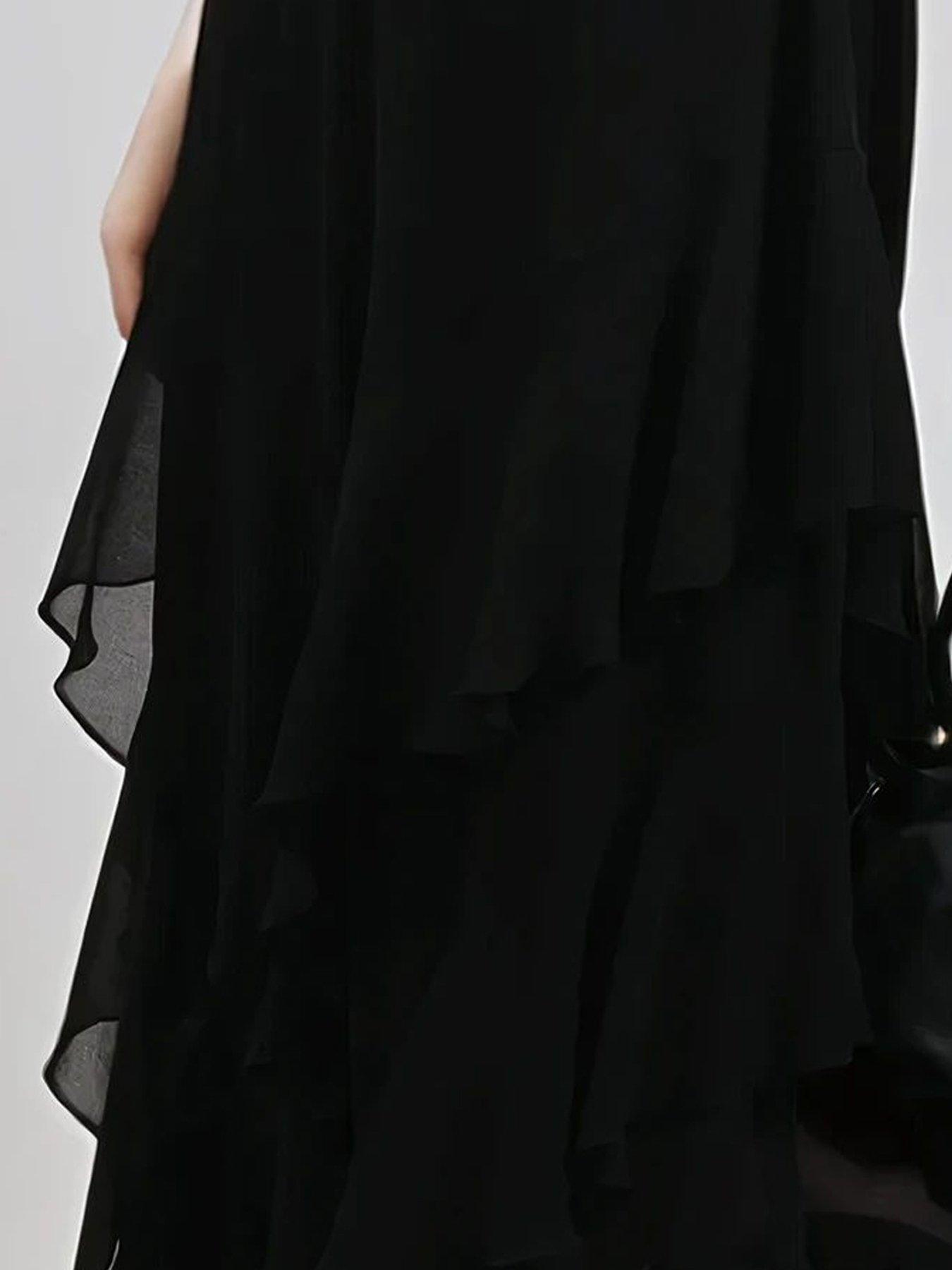  image of religion-taylor-ruffle-skirt-maxi-dress-black