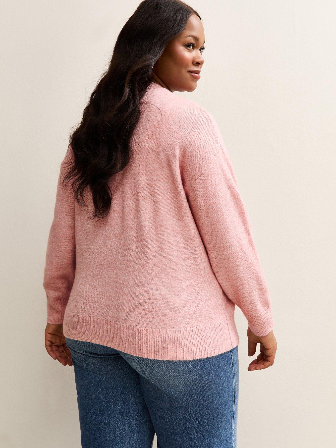  image of new-look-curves-christmas-pudding-embellished-jumper-pink