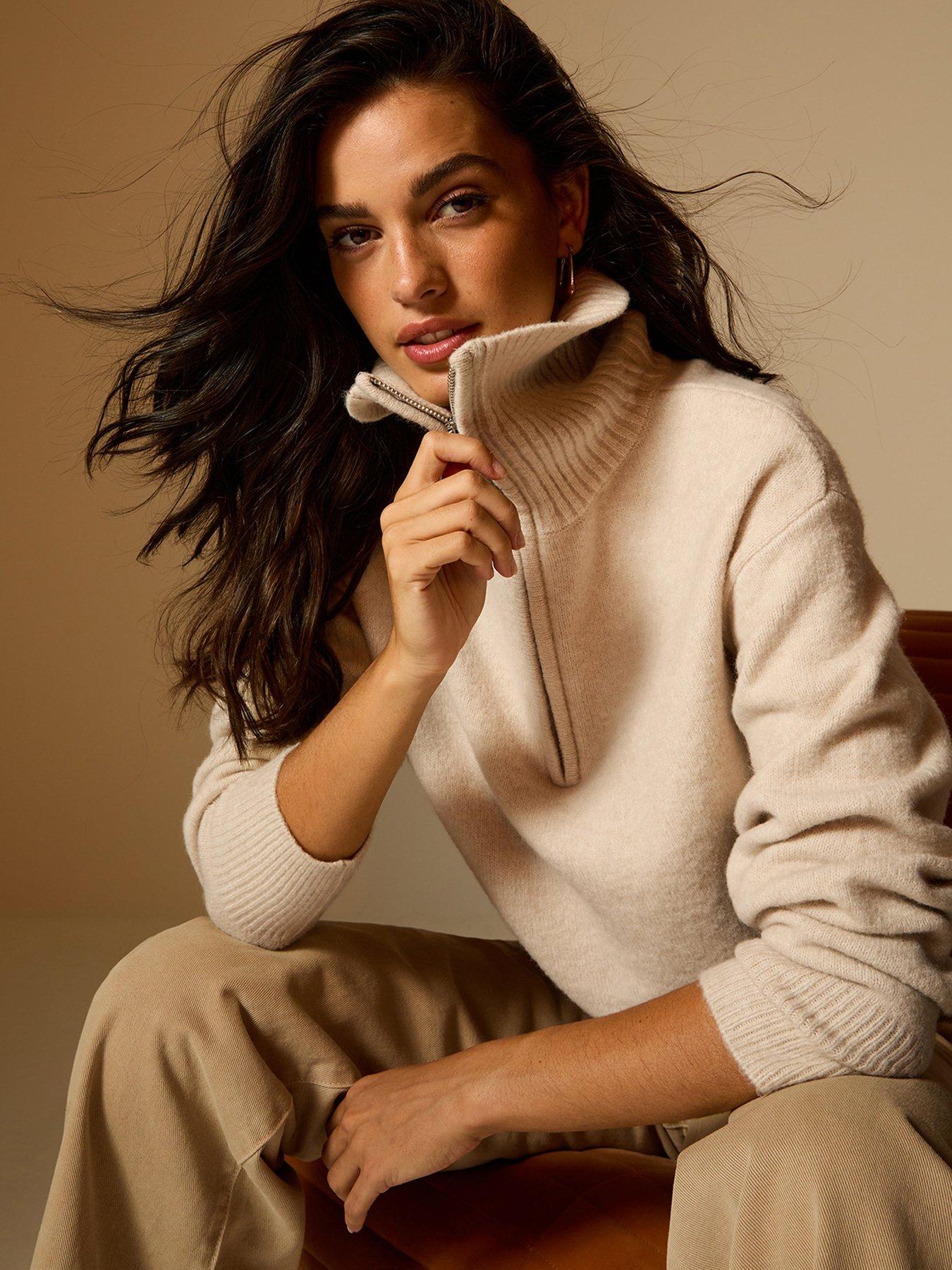 New Look Cream Collared Half Zip Jumper