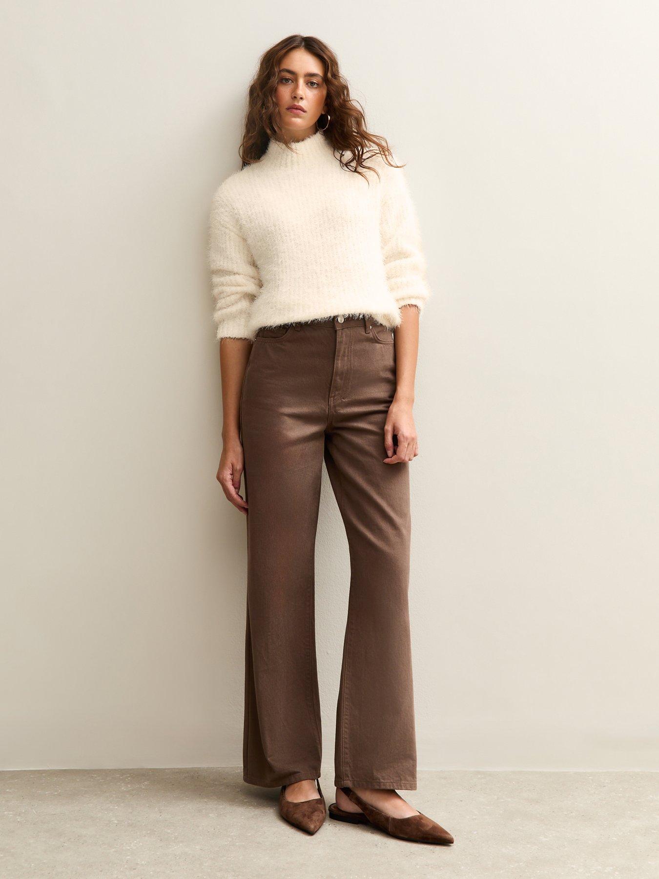  image of new-look-white-fluffy-ribbed-high-neck-jumper