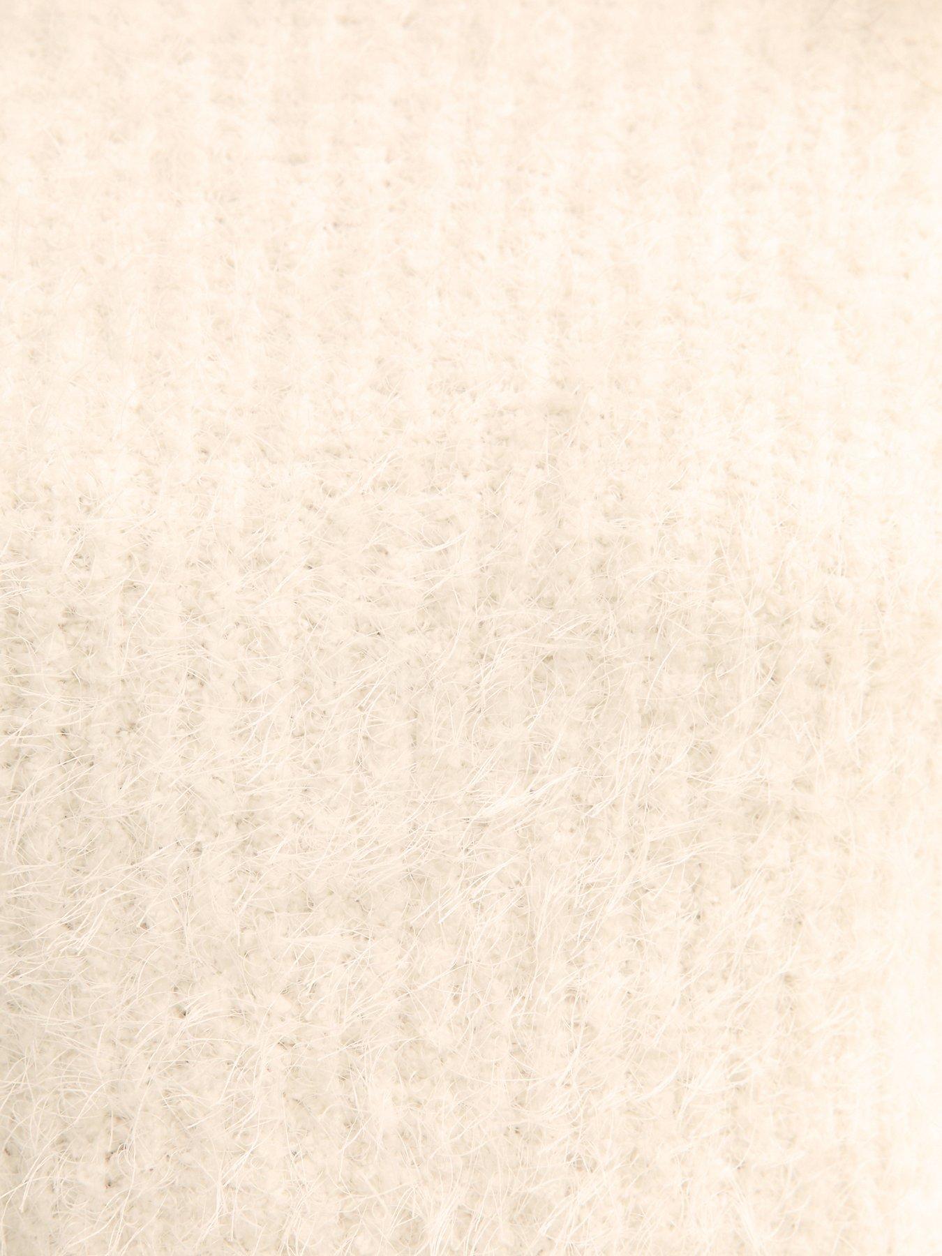  image of new-look-white-fluffy-ribbed-high-neck-jumper