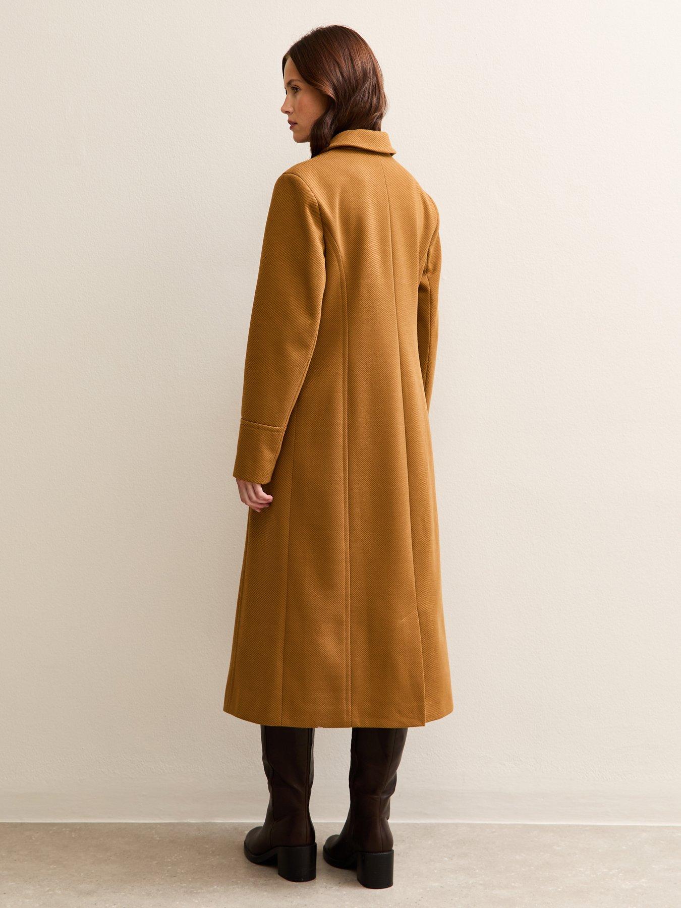  image of new-look-tan-double-breasted-coat