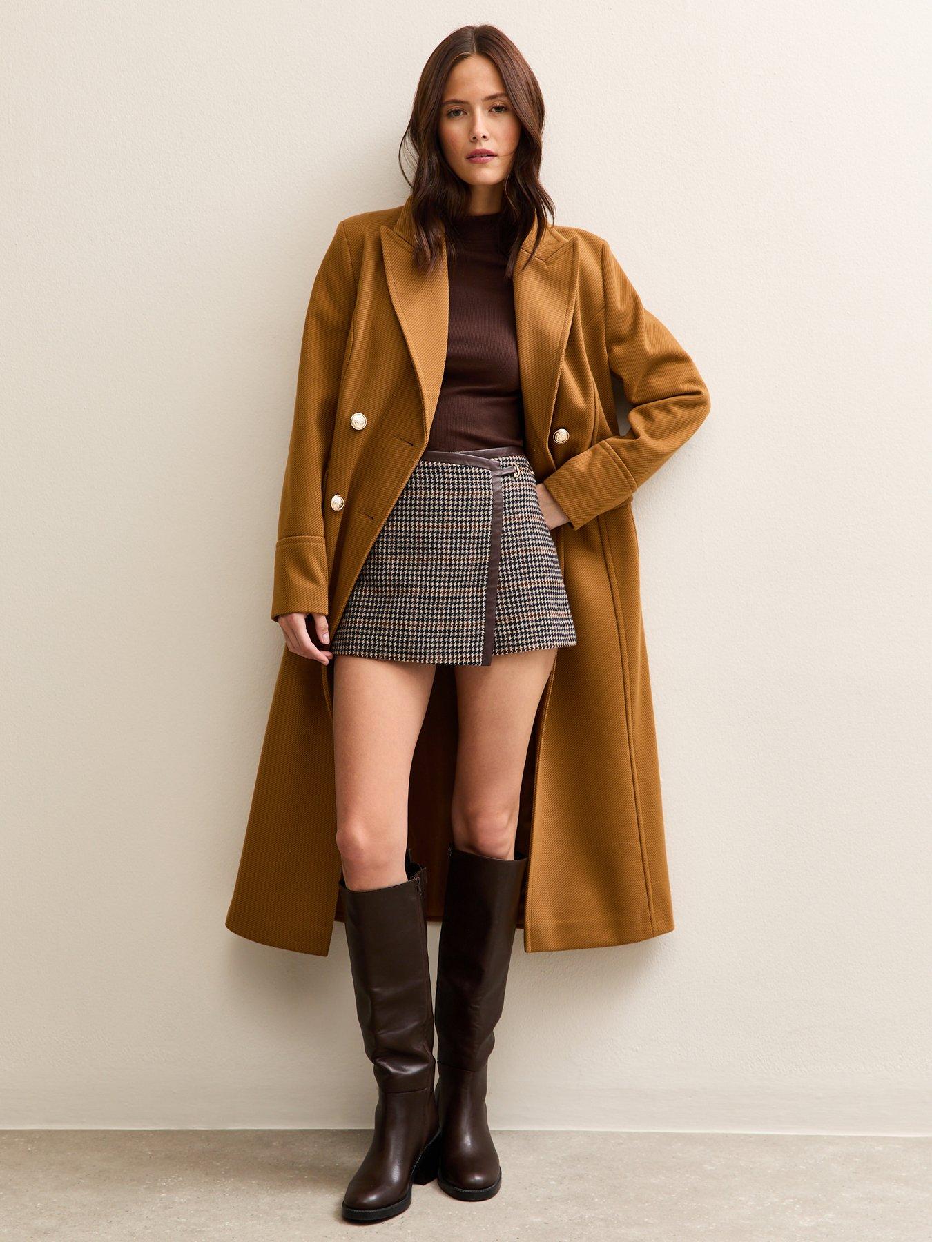  image of new-look-tan-double-breasted-coat