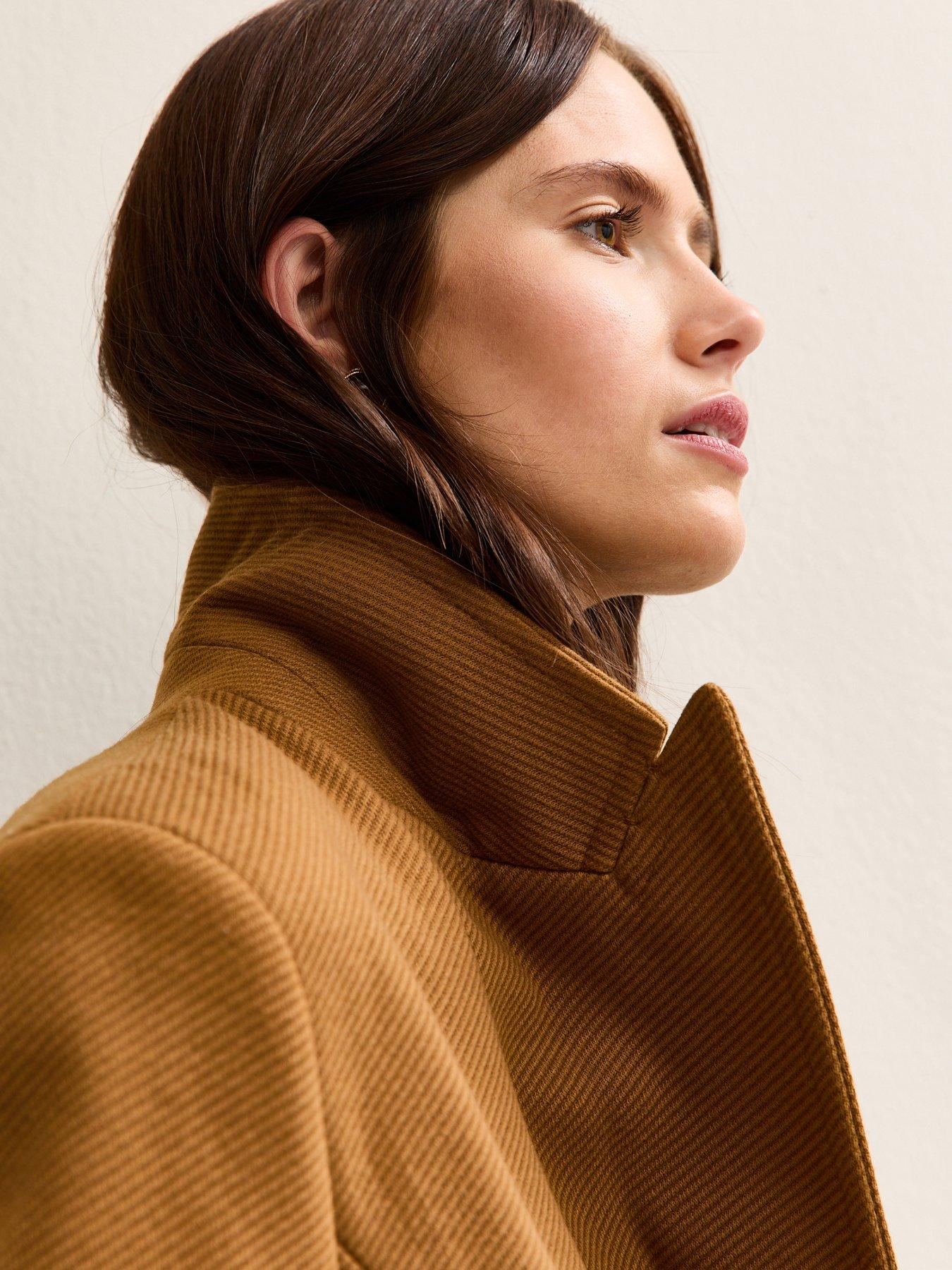  image of new-look-tan-double-breasted-coat