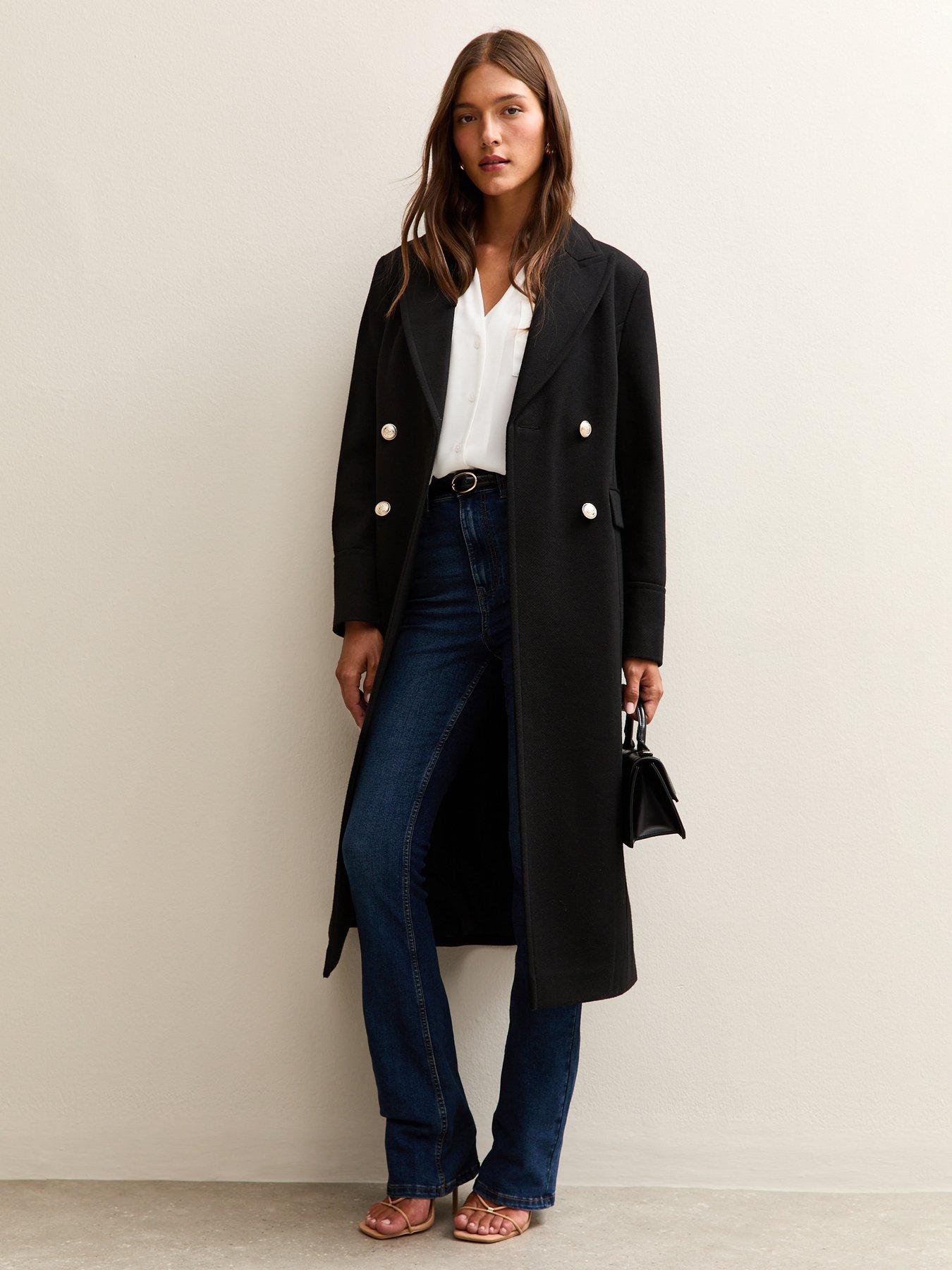  image of new-look-black-double-breasted-coat