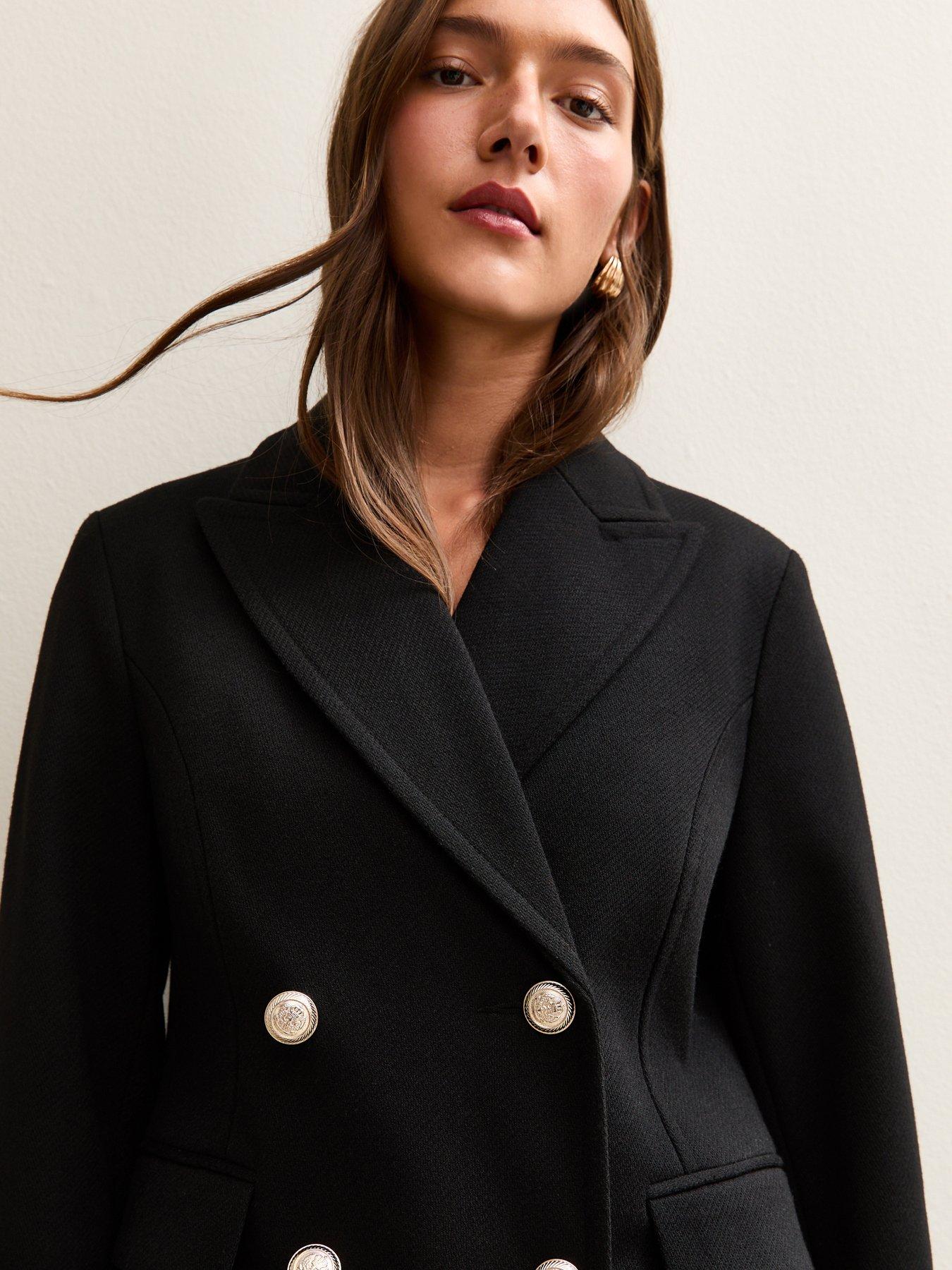  image of new-look-black-double-breasted-coat