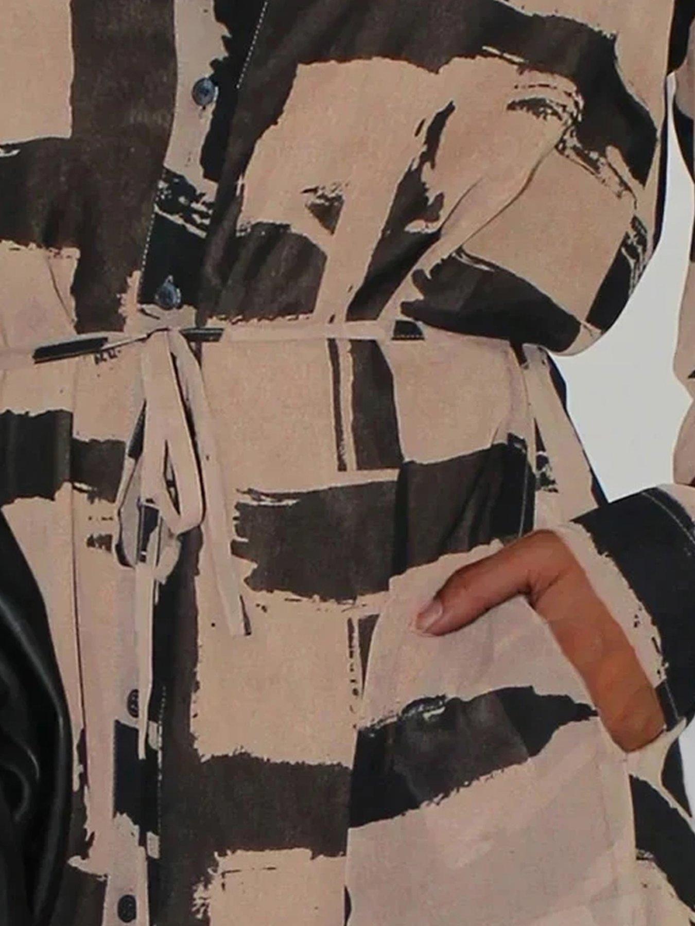  image of religion-zoe-abstract-stripe-long-line-tunic-dress-brown