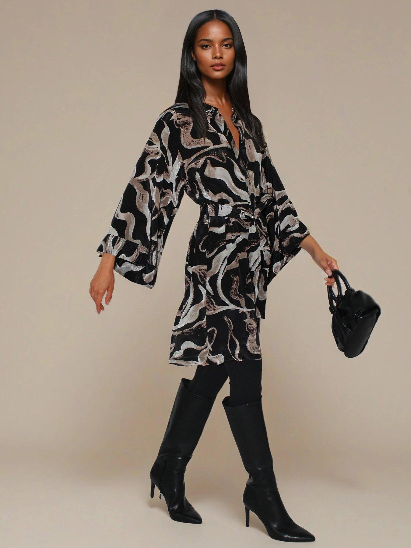 religion-glory-kimono-tunic-beleted-abstract-shirt-dress-black