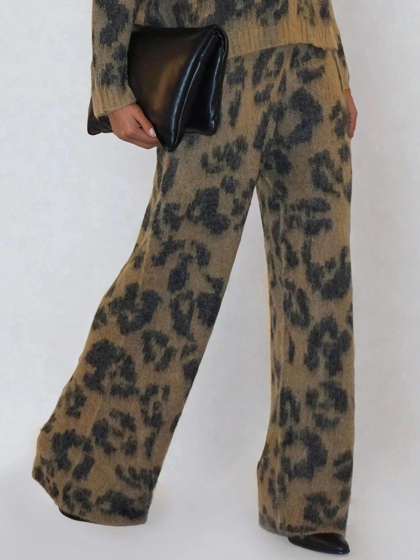 Religion Knitted Wide Leg Animal Print Lounge Trouser - Animal