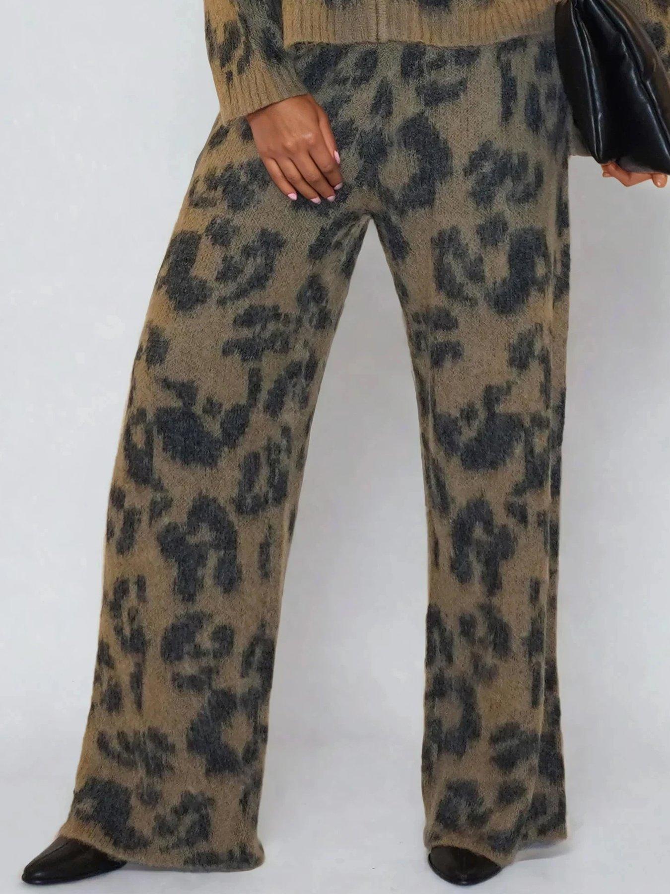 Image 6 of 6 of Religion Knitted Wide Leg Animal Print Lounge Trouser - Animal