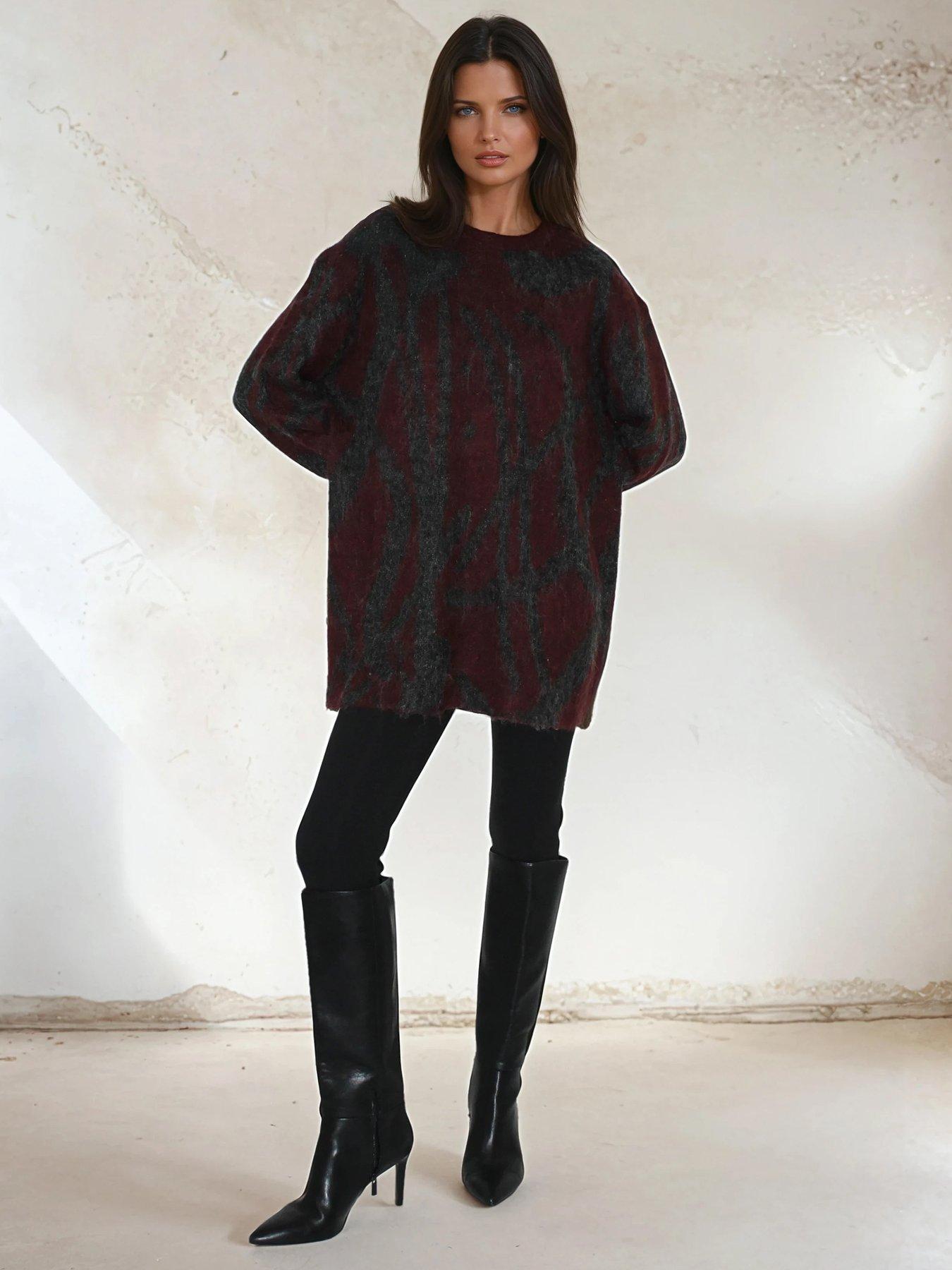 Image 1 of 6 of Religion Maya Abstract Stripe Jumper Dress - Grey