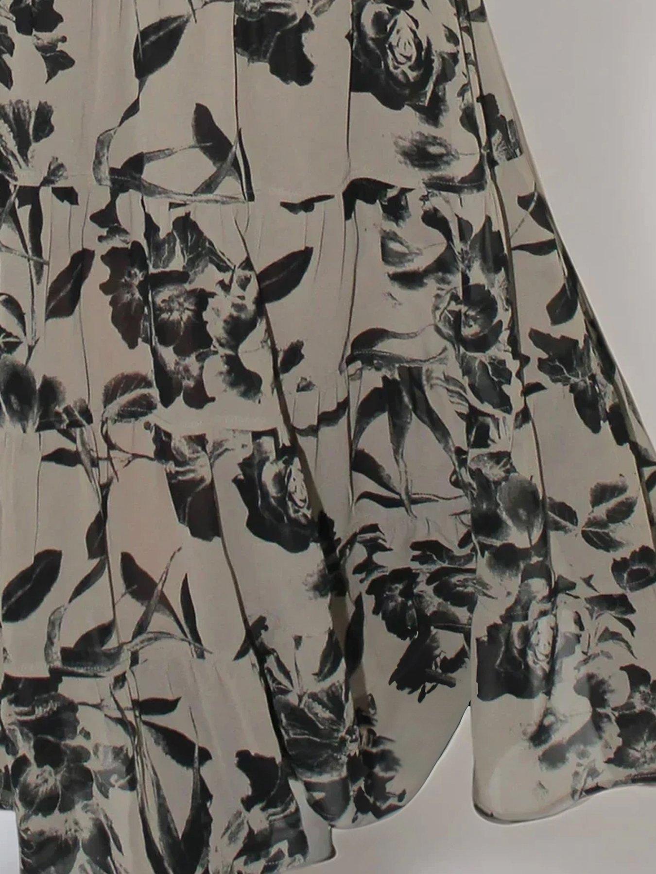 Image 6 of 6 of Religion Citrine Tiered Floral Georgette Maxi Skirt - Natural