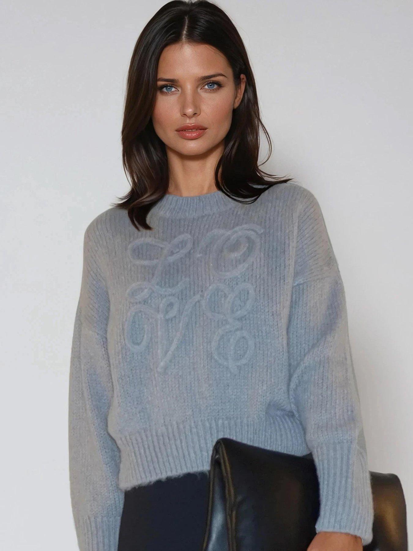 Religion Lucy Love Embroidered Loose Jumper - Grey