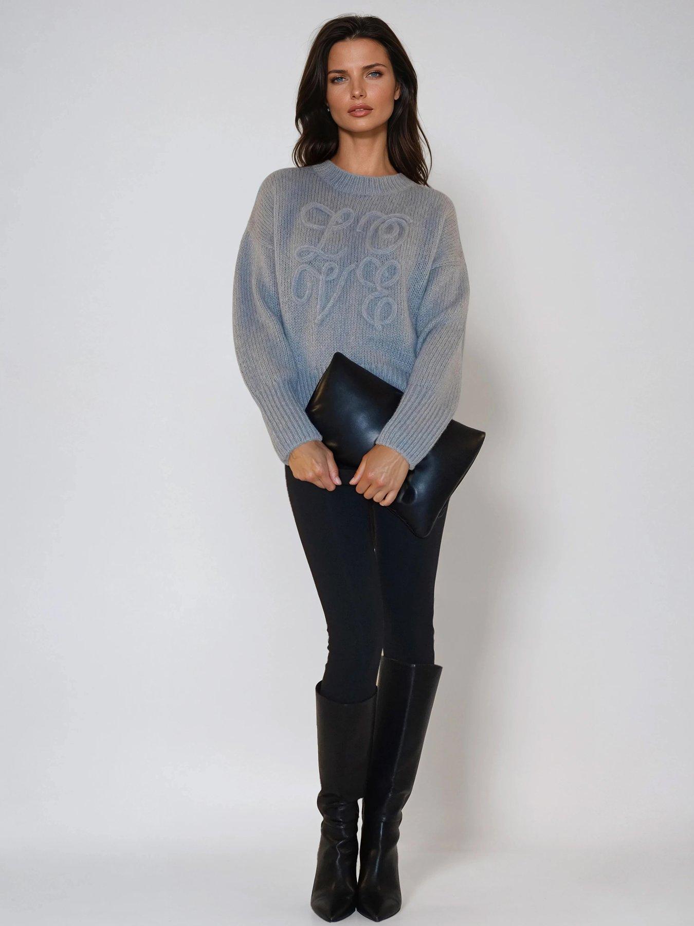  image of religion-lucy-love-embroidered-loose-jumper-grey