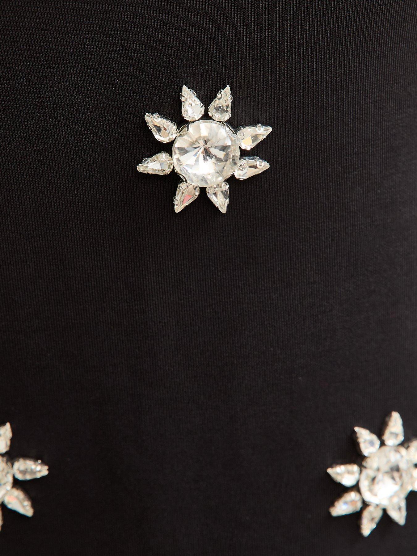  image of new-look-black-diamanteacute-flower-square-neck-mini-dress