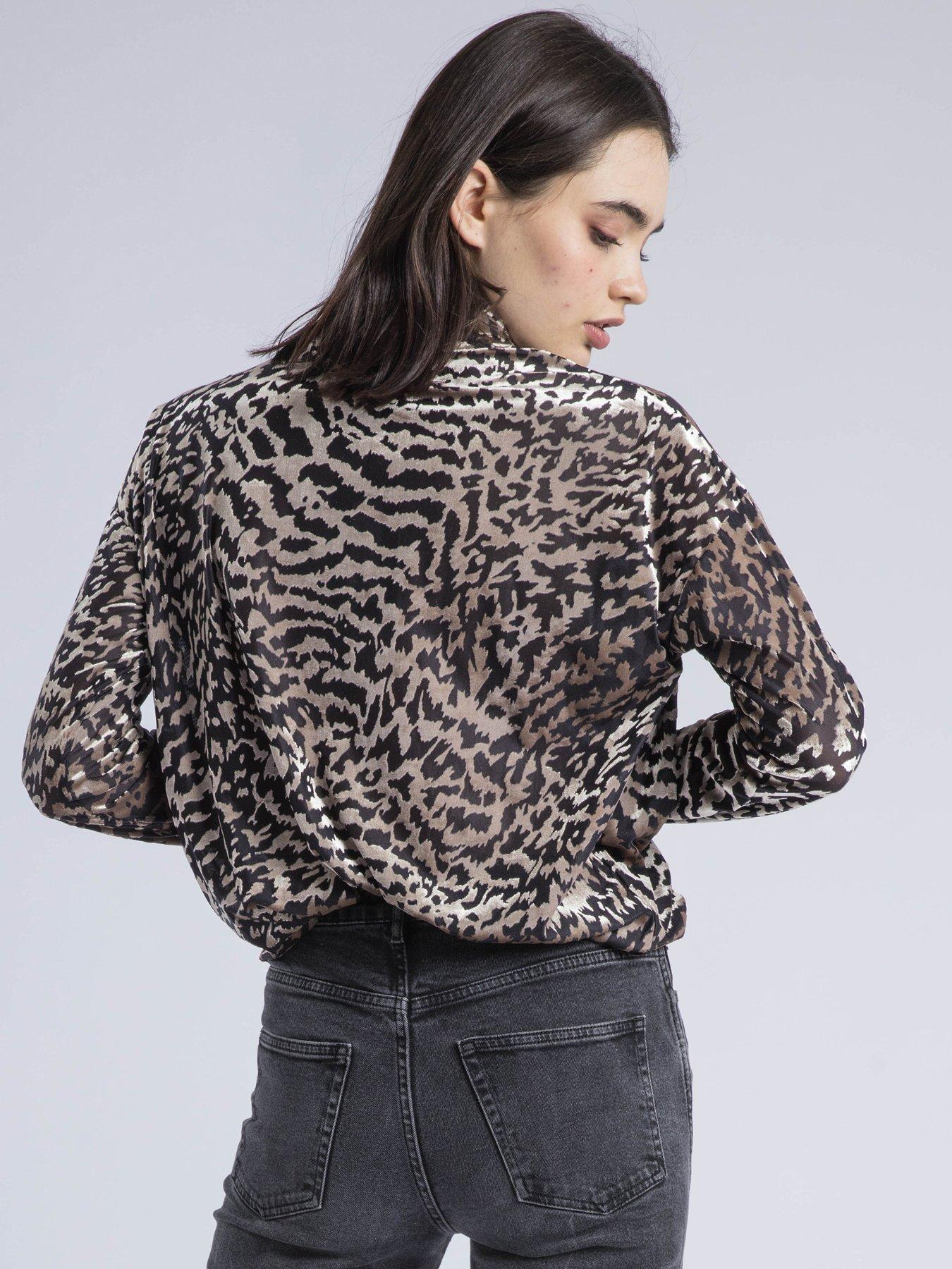 Image 2 of 6 of Religion Loose Emmy Turtle Neck Velvet Jersey Zebra Top - Animal