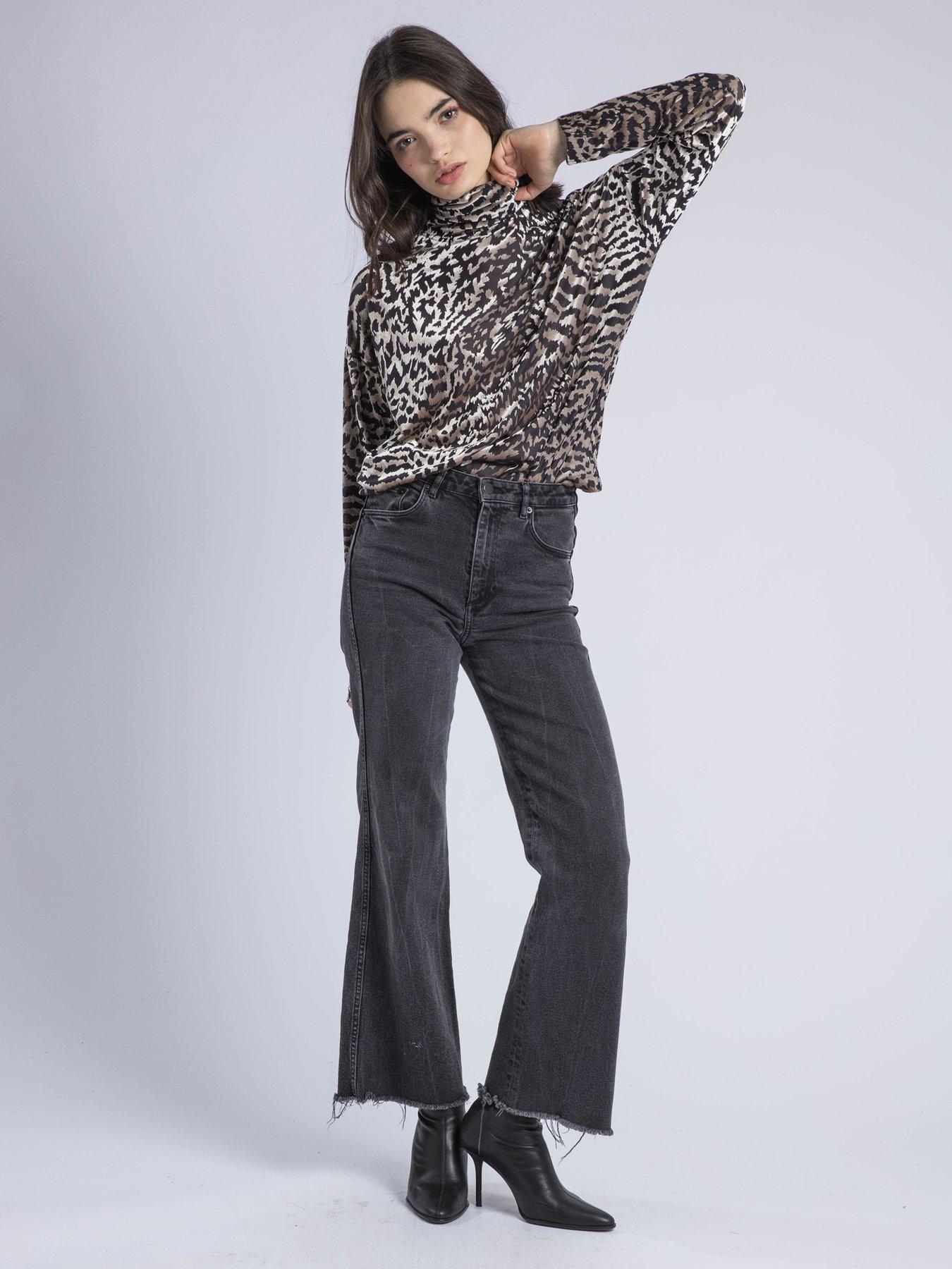 Image 3 of 6 of Religion Loose Emmy Turtle Neck Velvet Jersey Zebra Top - Animal