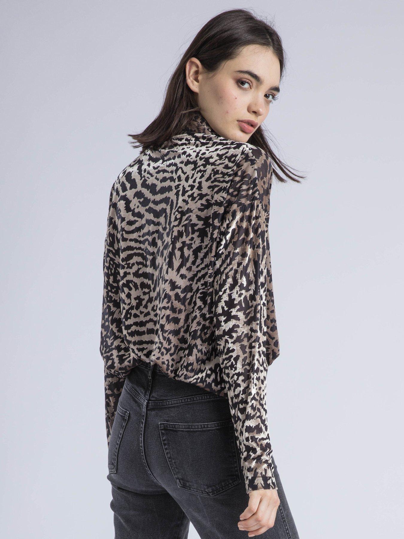 Image 4 of 6 of Religion Loose Emmy Turtle Neck Velvet Jersey Zebra Top - Animal